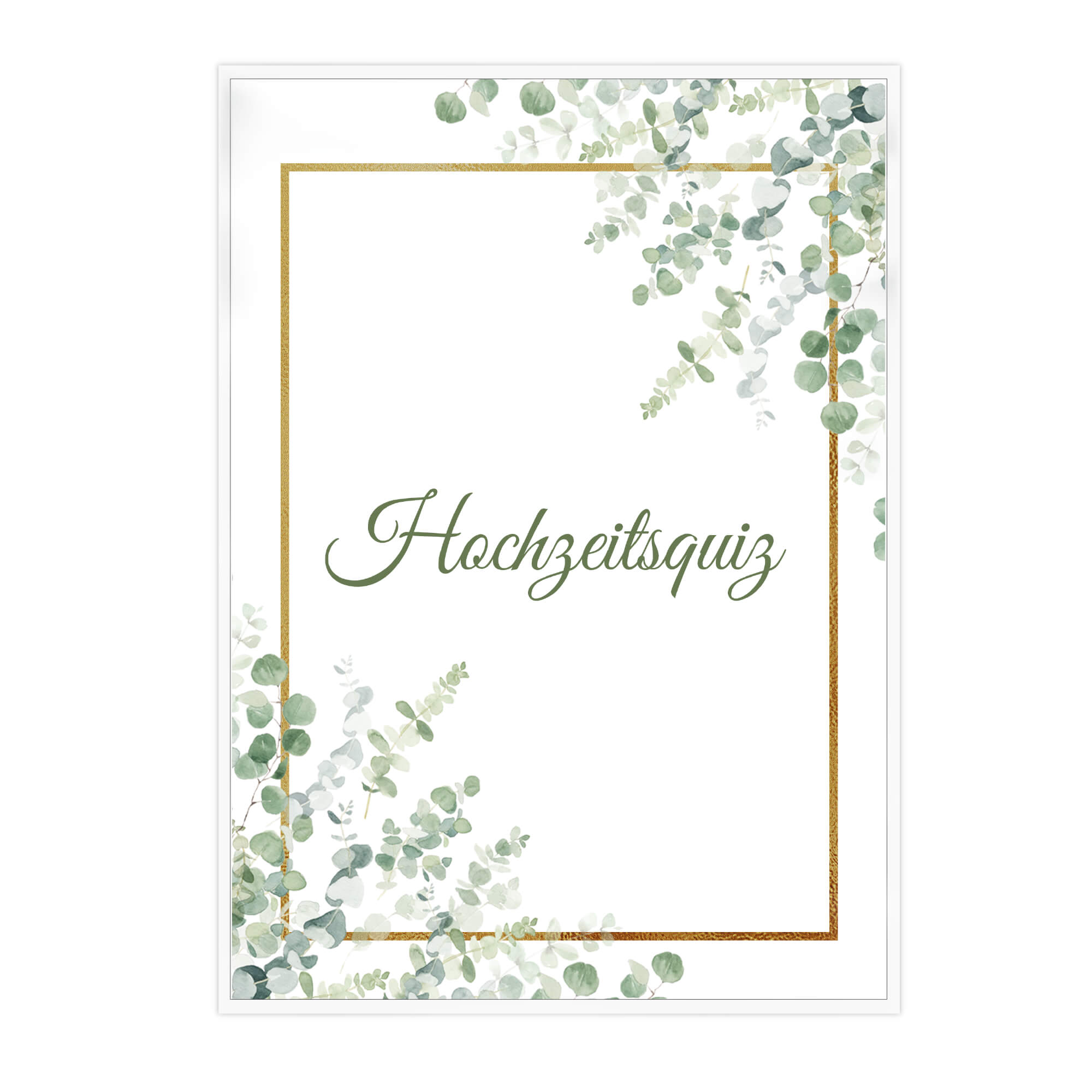 Hochzeitsquiz - Design Grün - Gold Jeka - malmichbuntbest.com