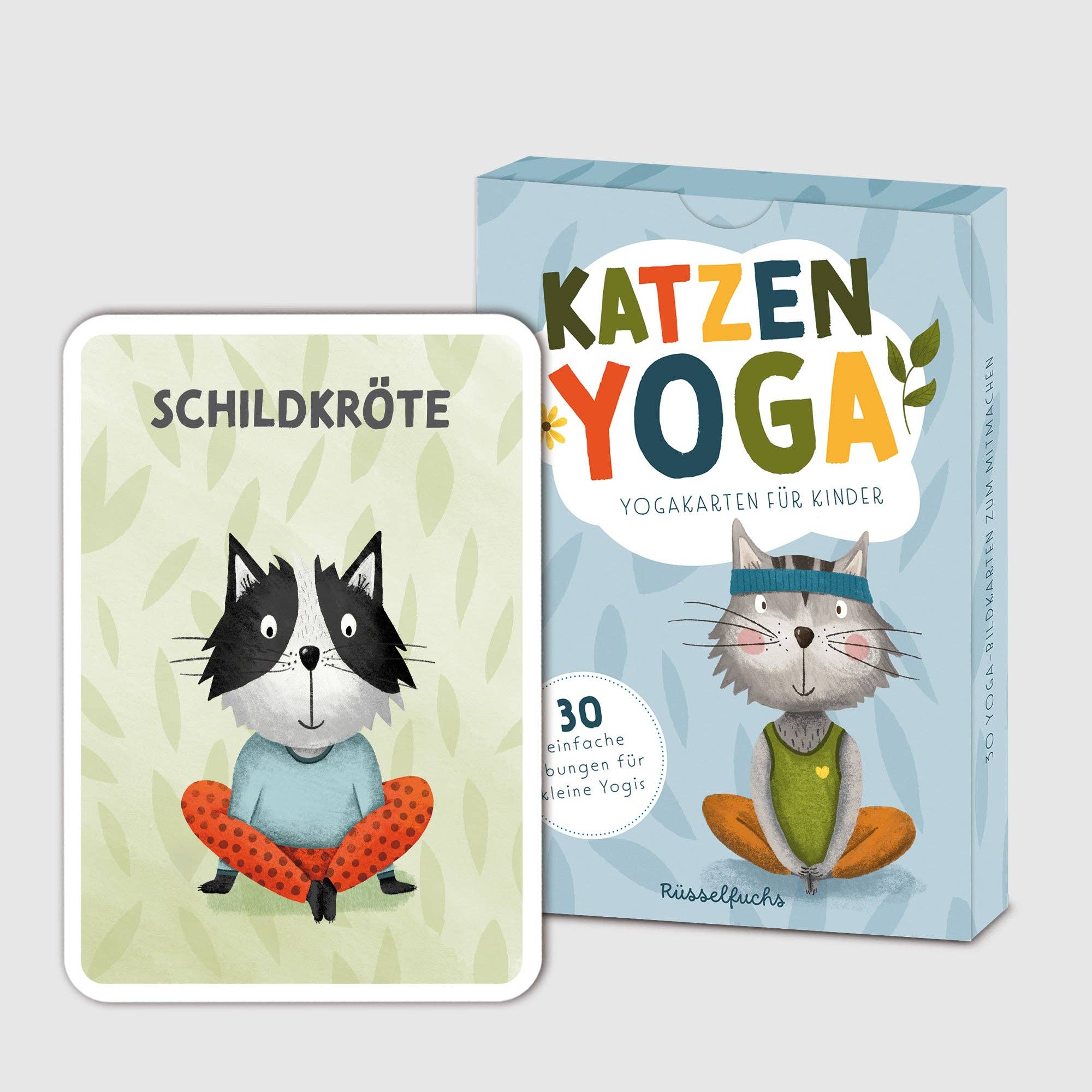 Katzenyoga – Yoga - Karten für Kinder Rüsselfuchs - malmichbuntbest.com