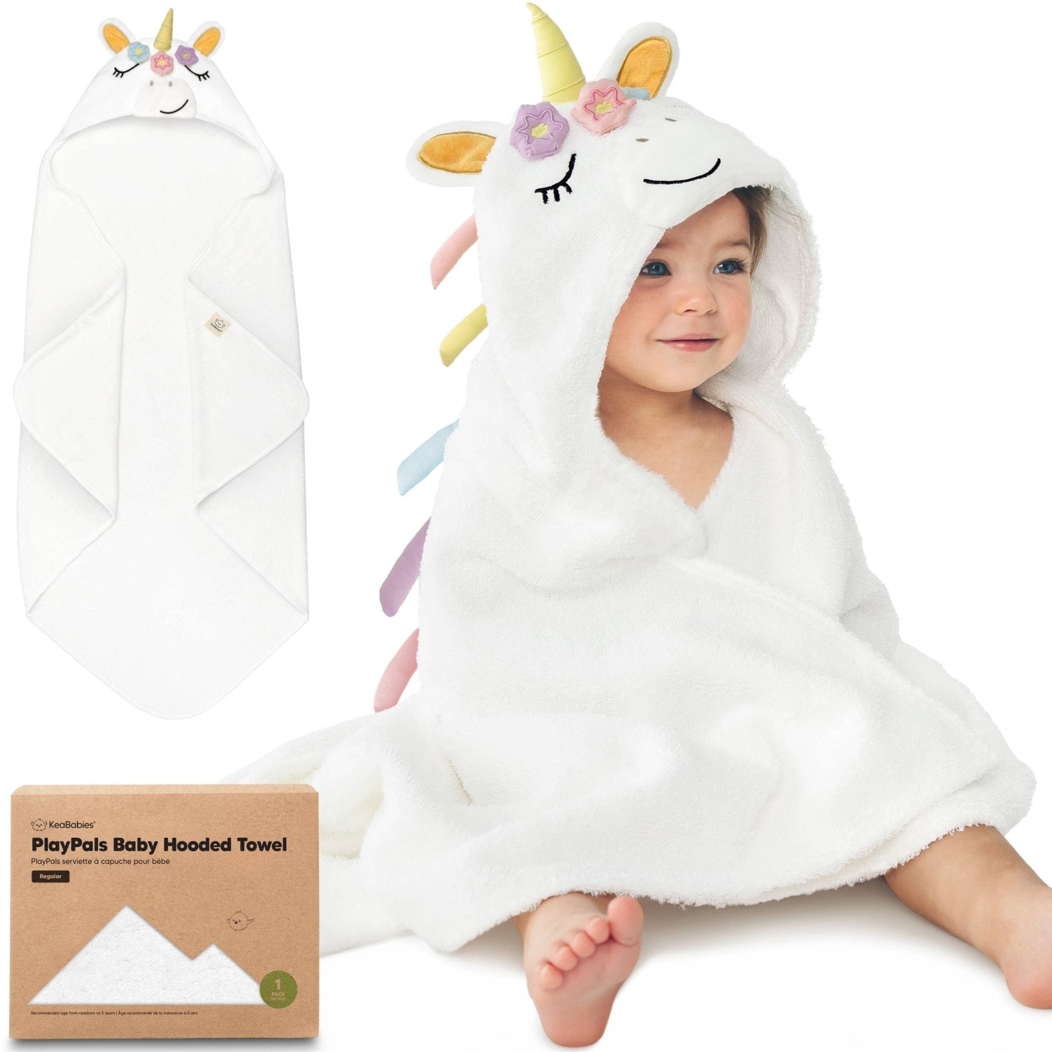 KeaBabies PlayPals Kapuzenhandtuch für Babys: Einhorn KeaBabies - malmichbuntbest.com