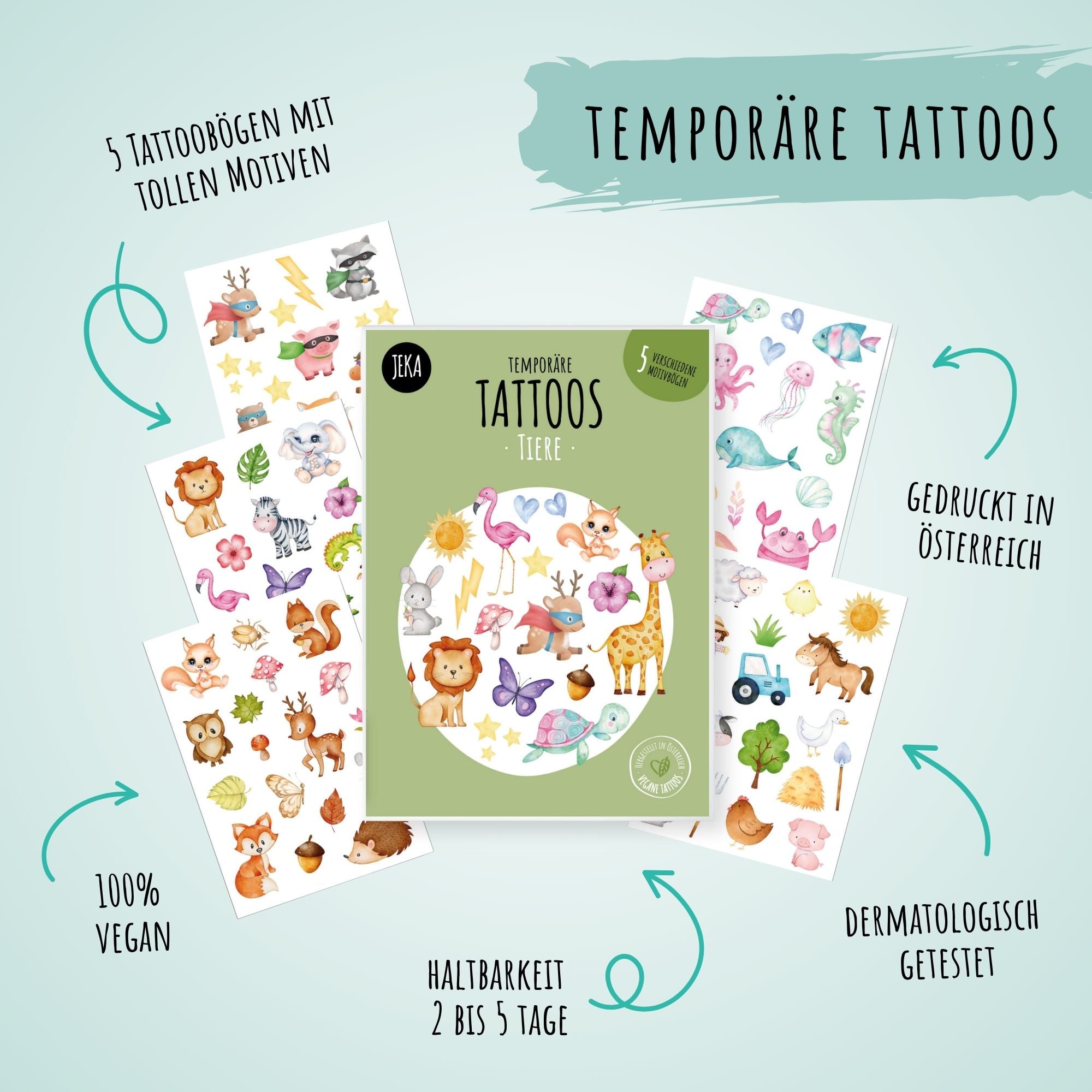 Kindertattoo - Set Tiere Jeka - malmichbuntbest.com