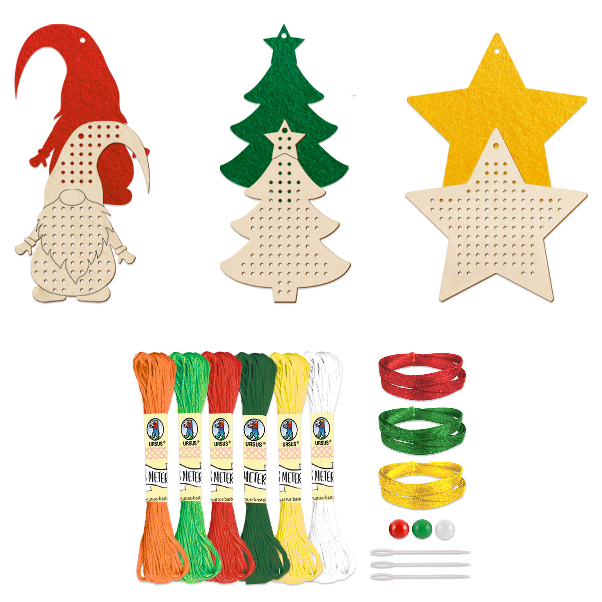 Kreuzstich - Holzanhänger Weihnachten Ursus - malmichbuntbest.com