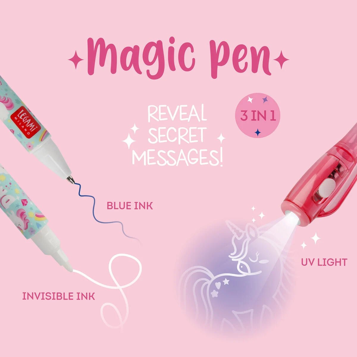 Legami Magic Pen - Stift mit Unsichtbarer Tinte Einhorn Legami - malmichbuntbest.com