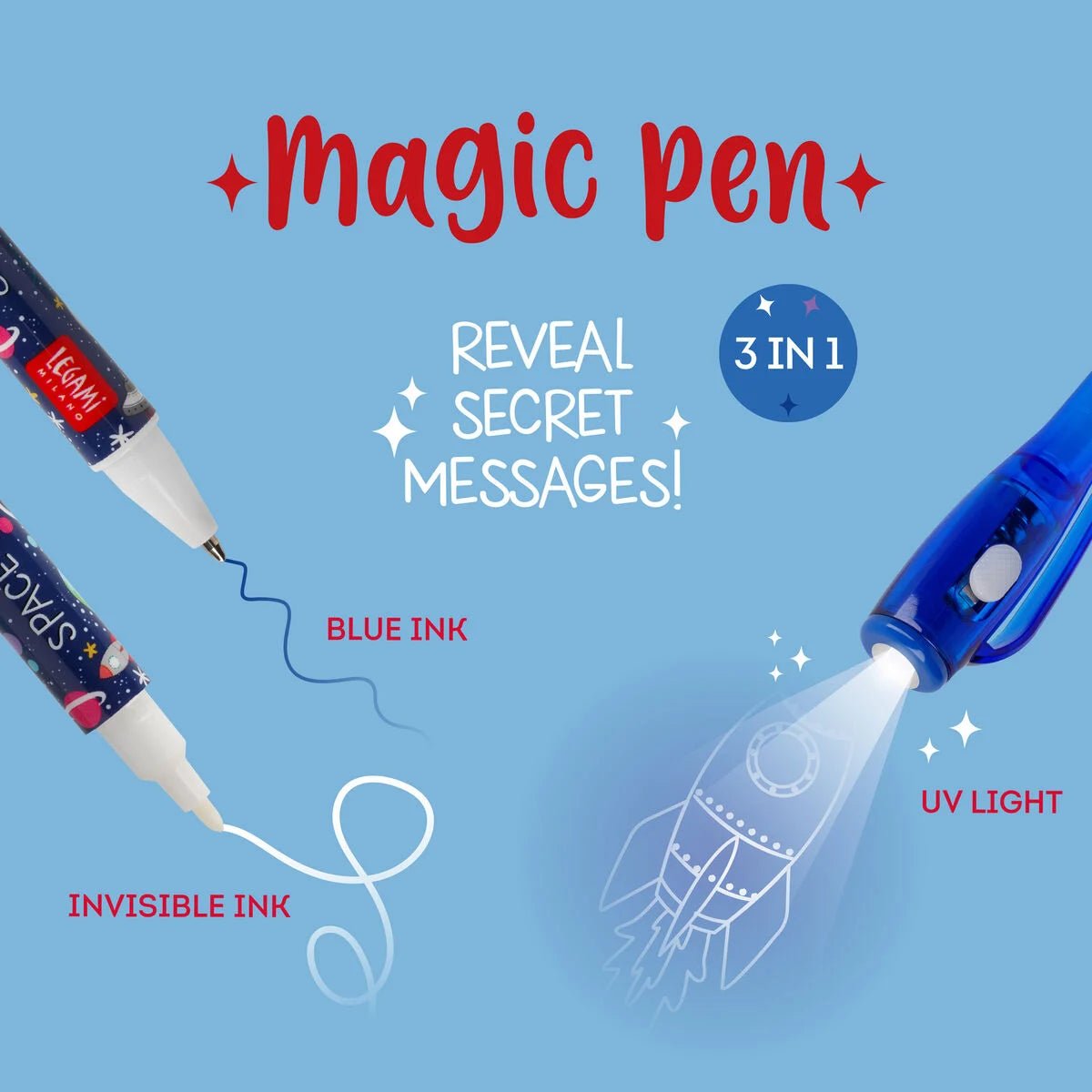 Legami Magic Pen - Stift mit Unsichtbarer Tinte Weltraum Legami - malmichbuntbest.com