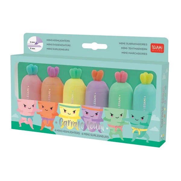 Legami Set mit 6 Mini - Textmarkern - Carrate Team - Karotte Legami - malmichbuntbest.com