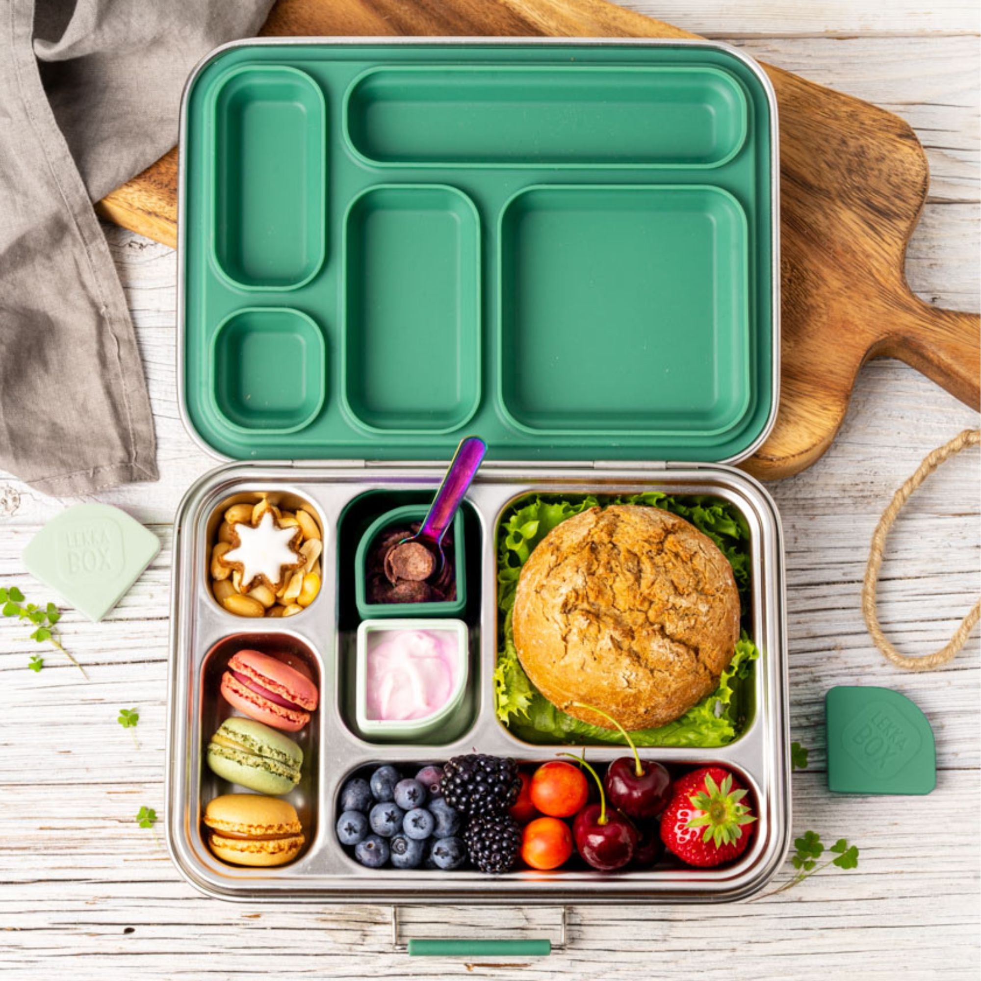 LEKKABOX® Edelstahl Brotdose Grande - Forest