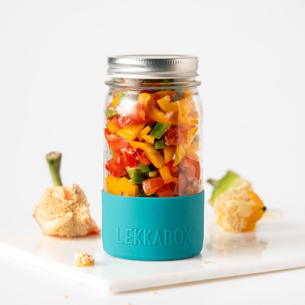 LEKKABOX® Meal Prep Glas mit Bumper, 500ml - Ocean Lekkabox - malmichbuntbest.com