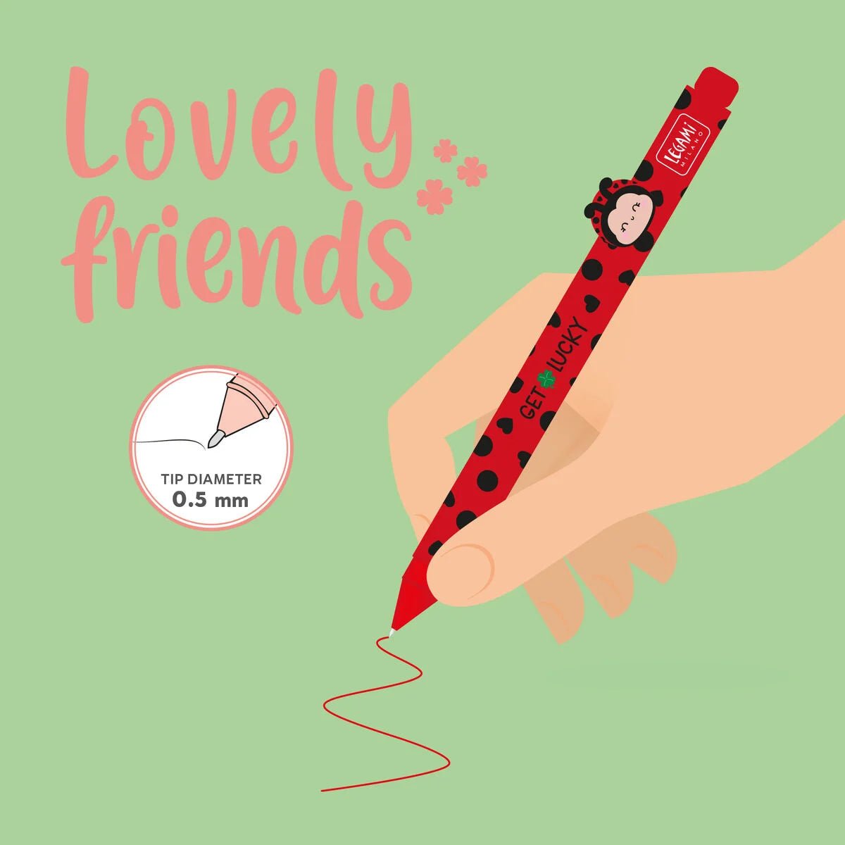 Lovely Friends - Marienkäfer Gelstift mit Deko - Tierchen Legami - malmichbuntbest.com
