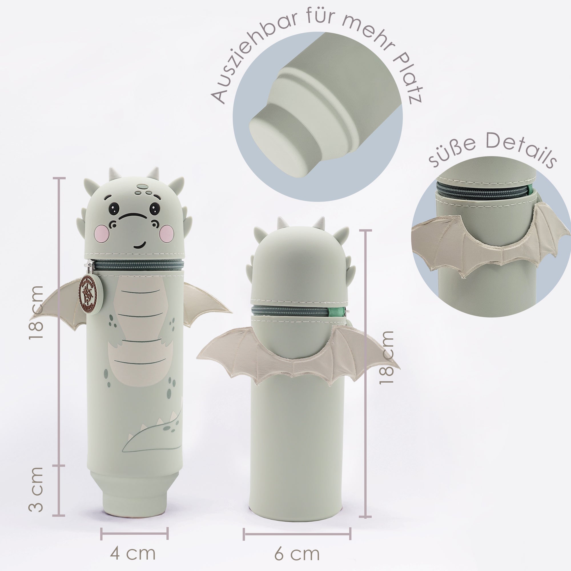 Lulubug lustiges Federmäppchen aus Silikon - Drache "Liu" Bell Trade - malmichbuntbest.com