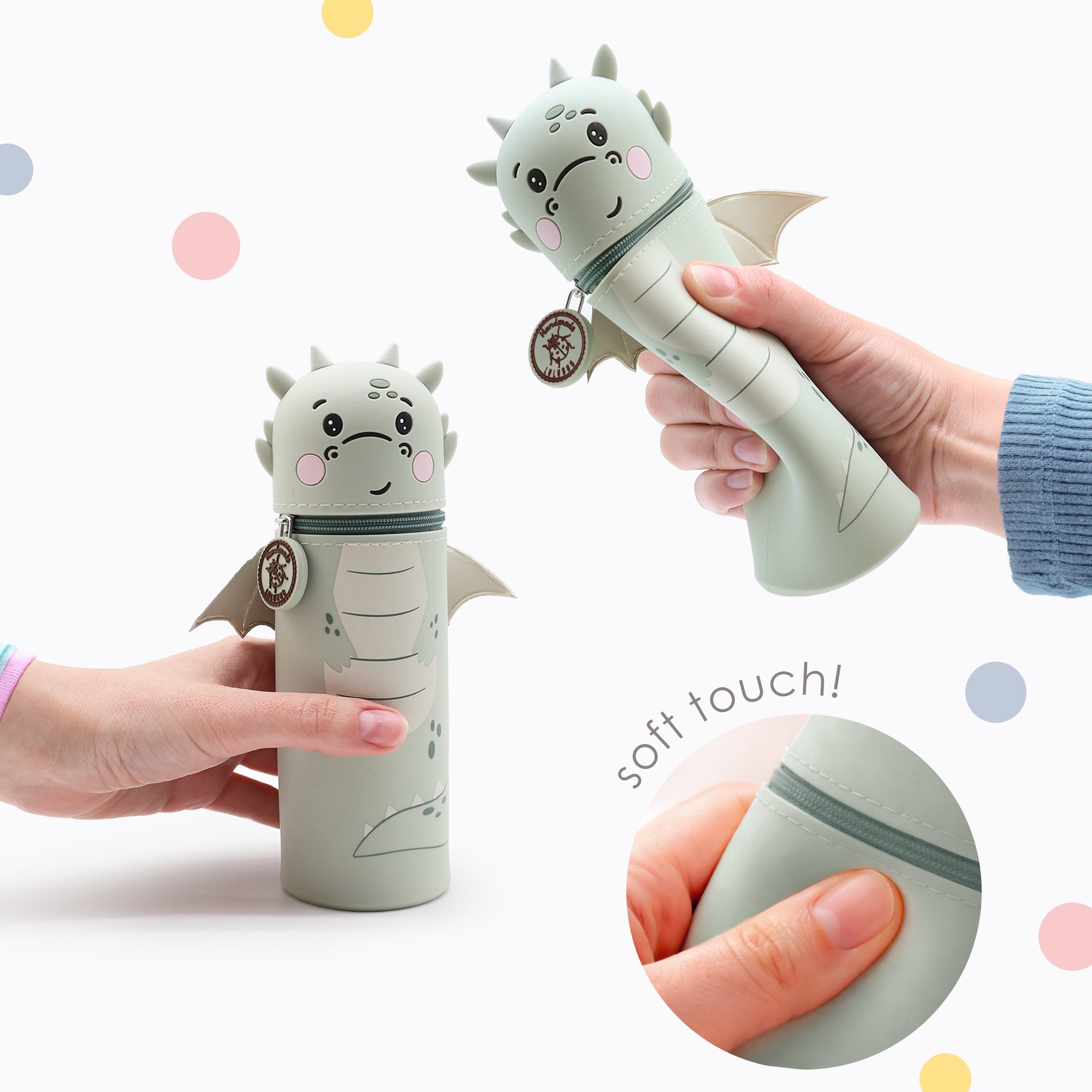 Lulubug lustiges Federmäppchen aus Silikon - Drache "Liu" Bell Trade - malmichbuntbest.com