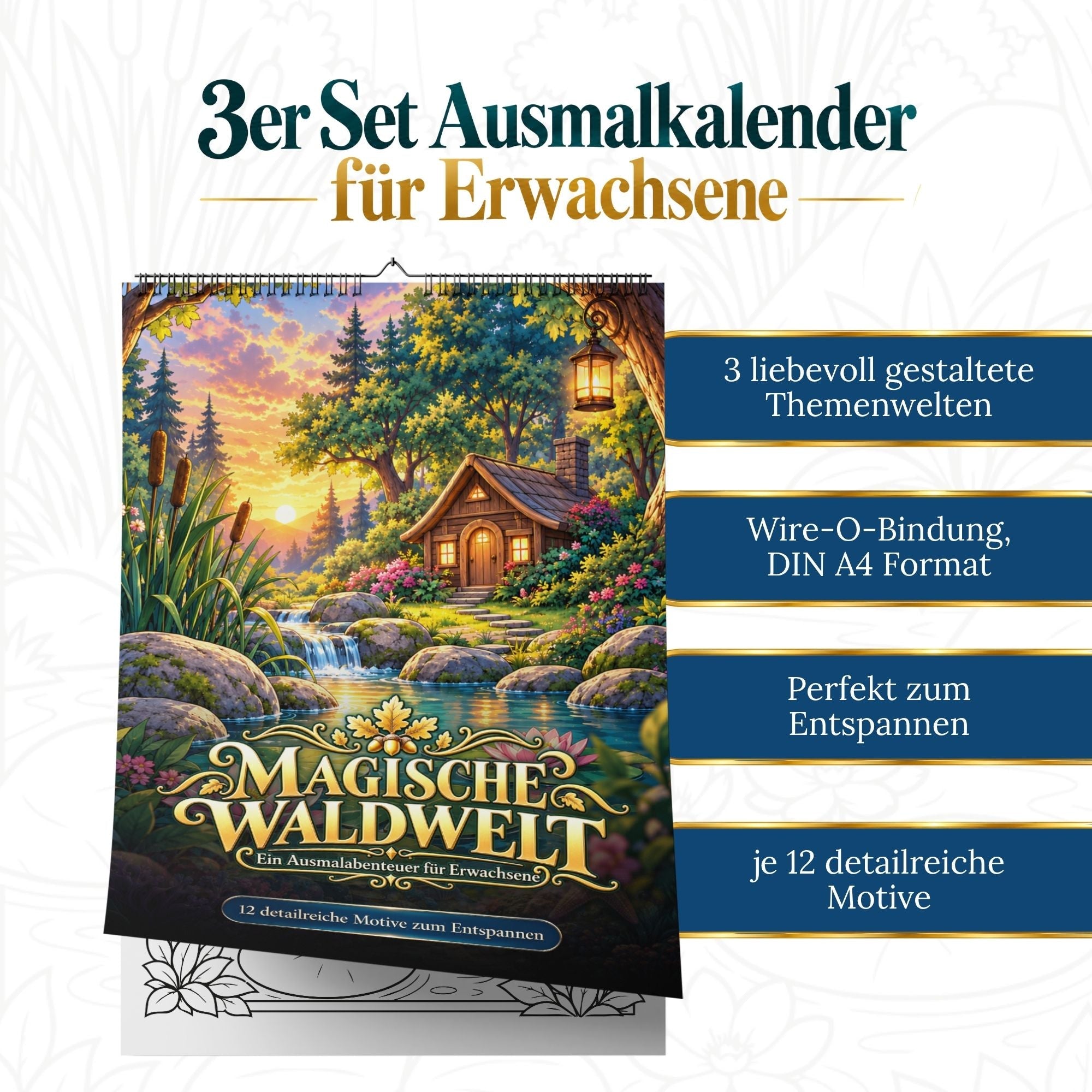 Magische Auszeiten – 3er Set Ausmalblöcke für Erwachsene Jeka - malmichbuntbest.com