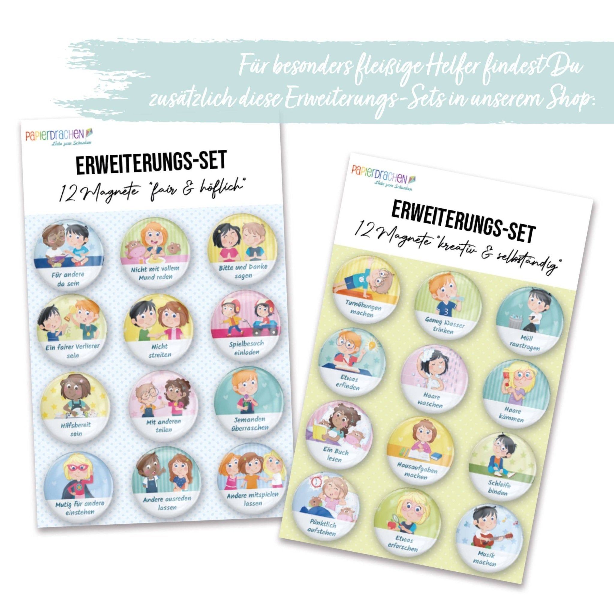 Magnet - Erweiterungs - Set "Kleine Helfer" Papierdrachen - malmichbuntbest.com