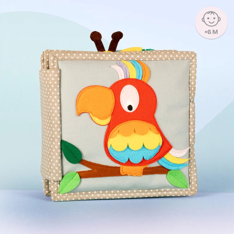 Mini Quiet Book "Schillernder Papagei" Jolly Designs - malmichbuntbest.com
