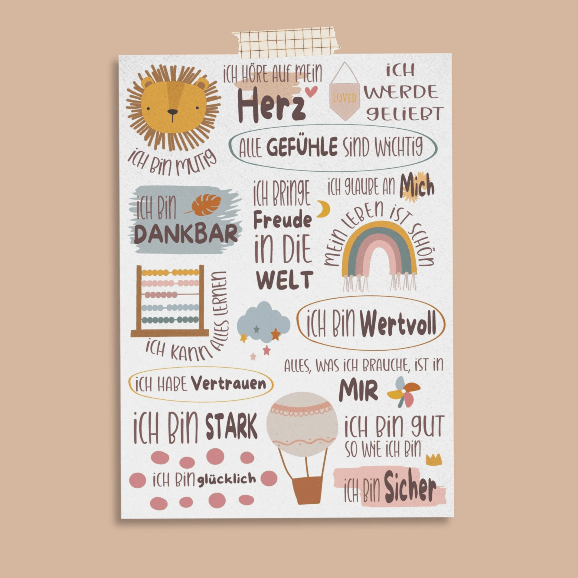 Modern Kids Art - A6 Affirmationskarte "Harmonie" für Kinder und Jugendliche Modern Kids Art - malmichbuntbest.com