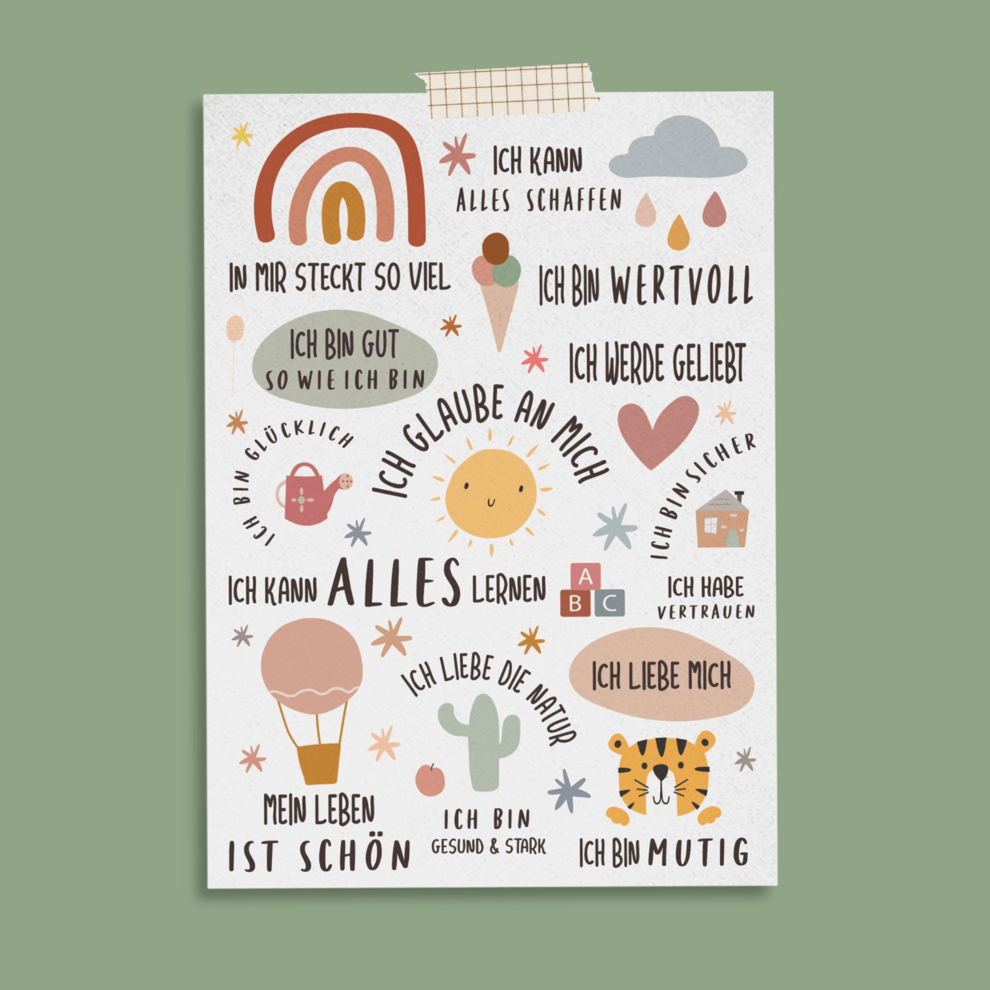 Modern Kids Art - A6 Affirmationskarte "Regenbogen" für Kinder und Jugendliche Modern Kids Art - malmichbuntbest.com