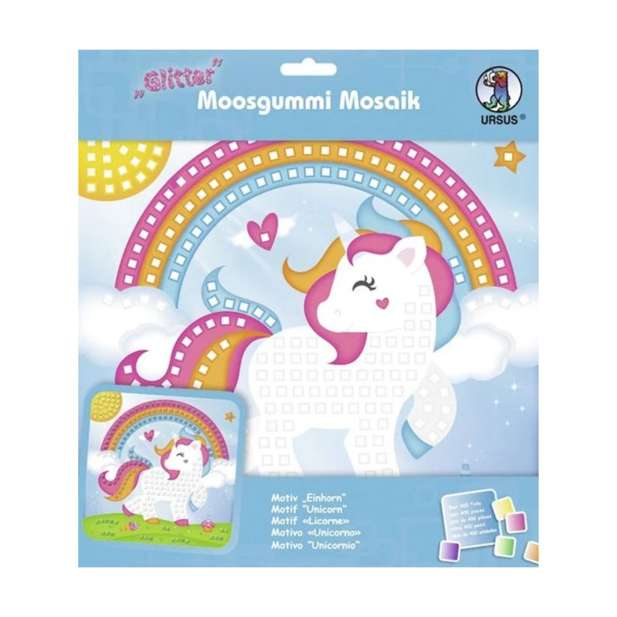 Moosgummi - Mosaik "Glitter Einhorn" Ursus - malmichbuntbest.com