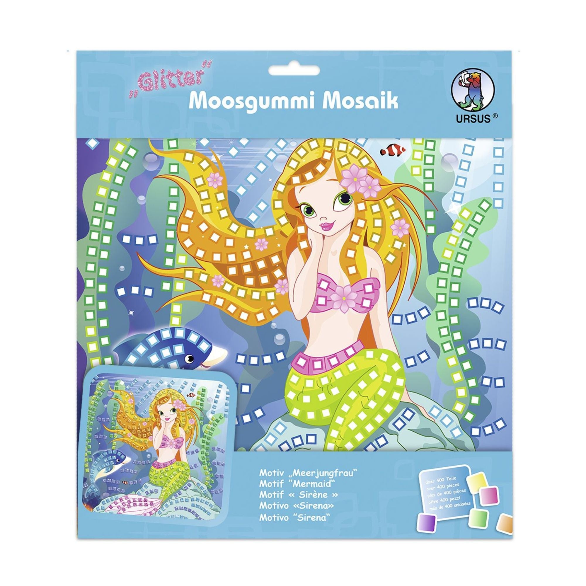 Moosgummi - Mosaik "Glitter Meerjungfrau" Ursus - malmichbuntbest.com