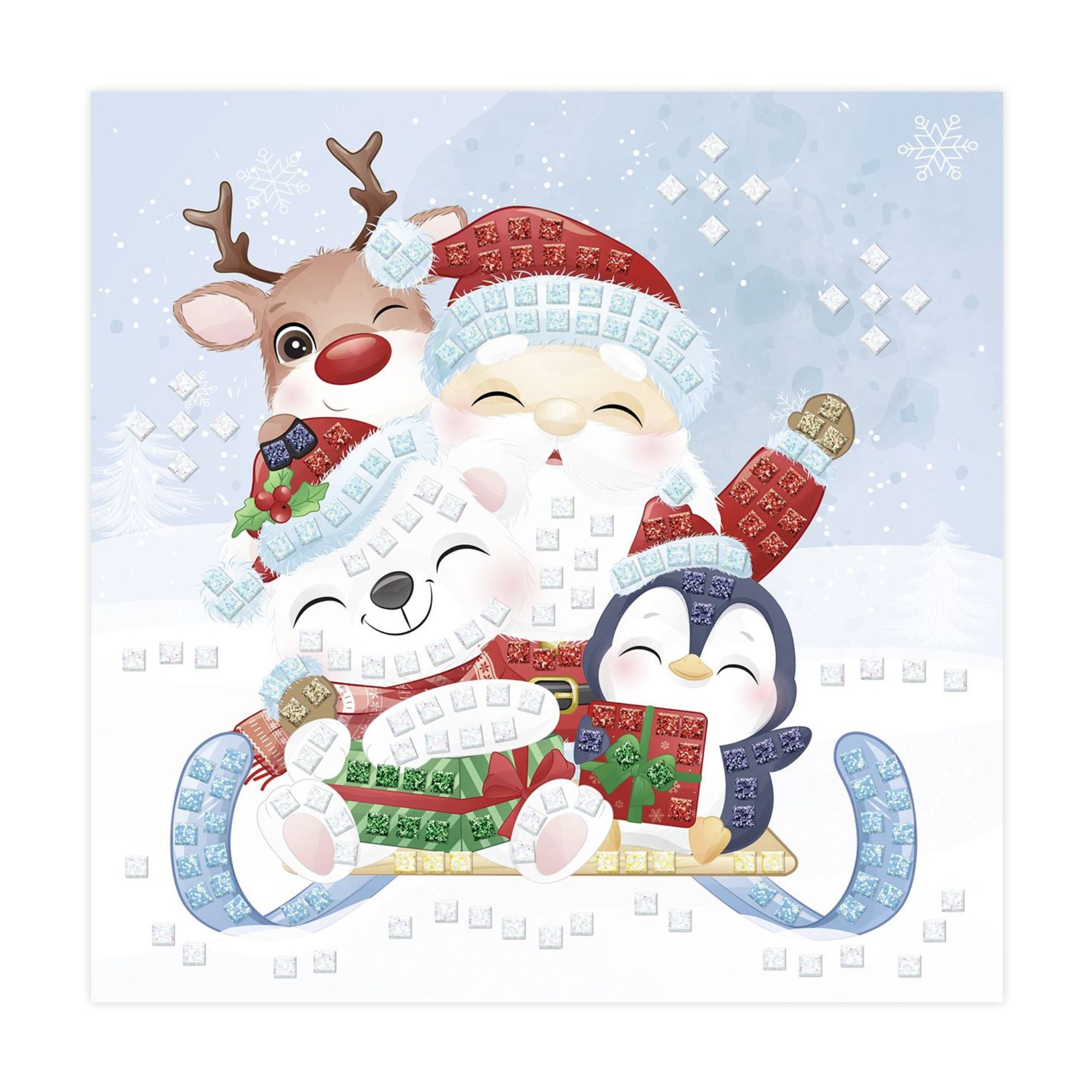 Moosgummi - Mosaik "Glitter Santas Schlitten" Ursus - malmichbuntbest.com