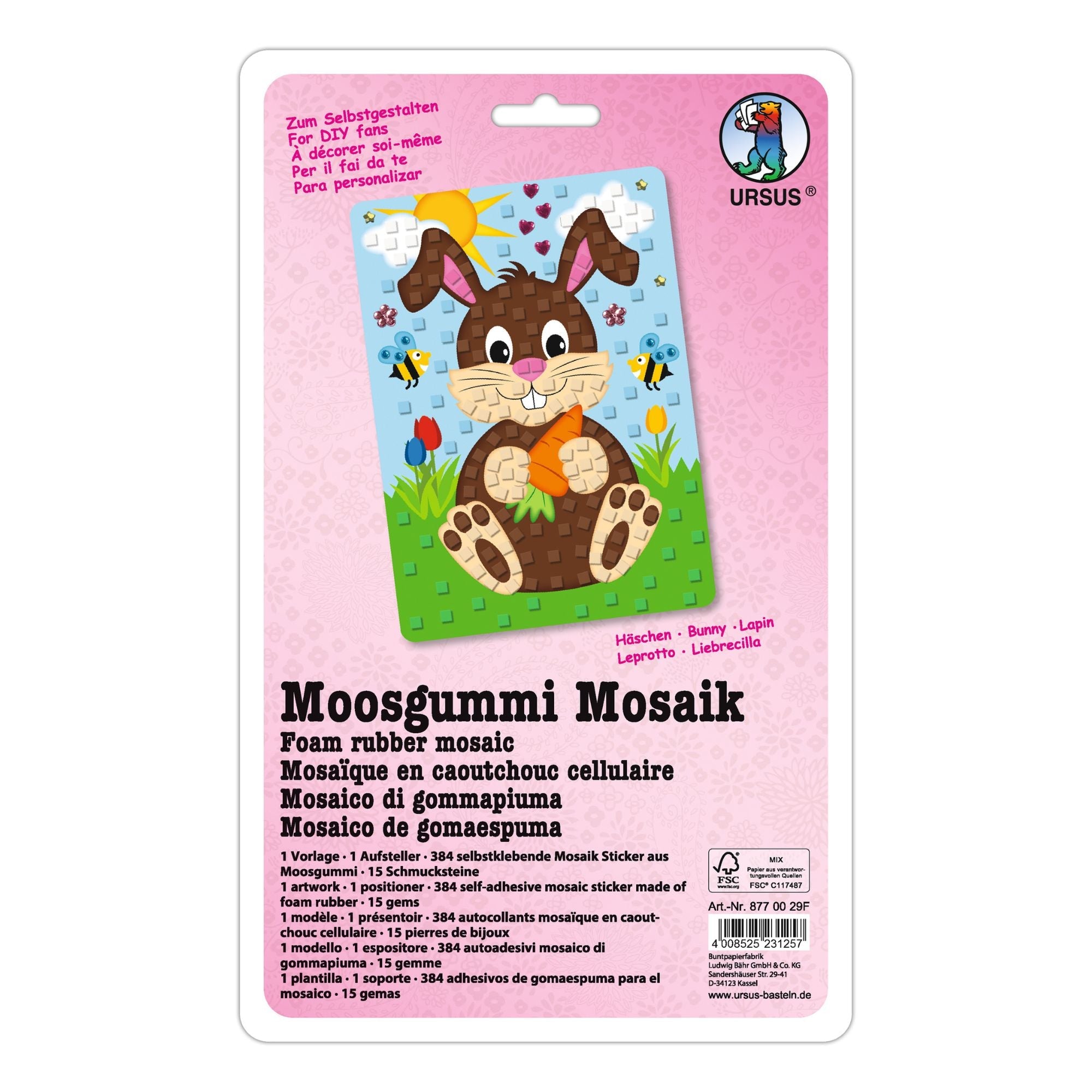 Moosgummi Mosaik "Häschen" Ursus - malmichbuntbest.com
