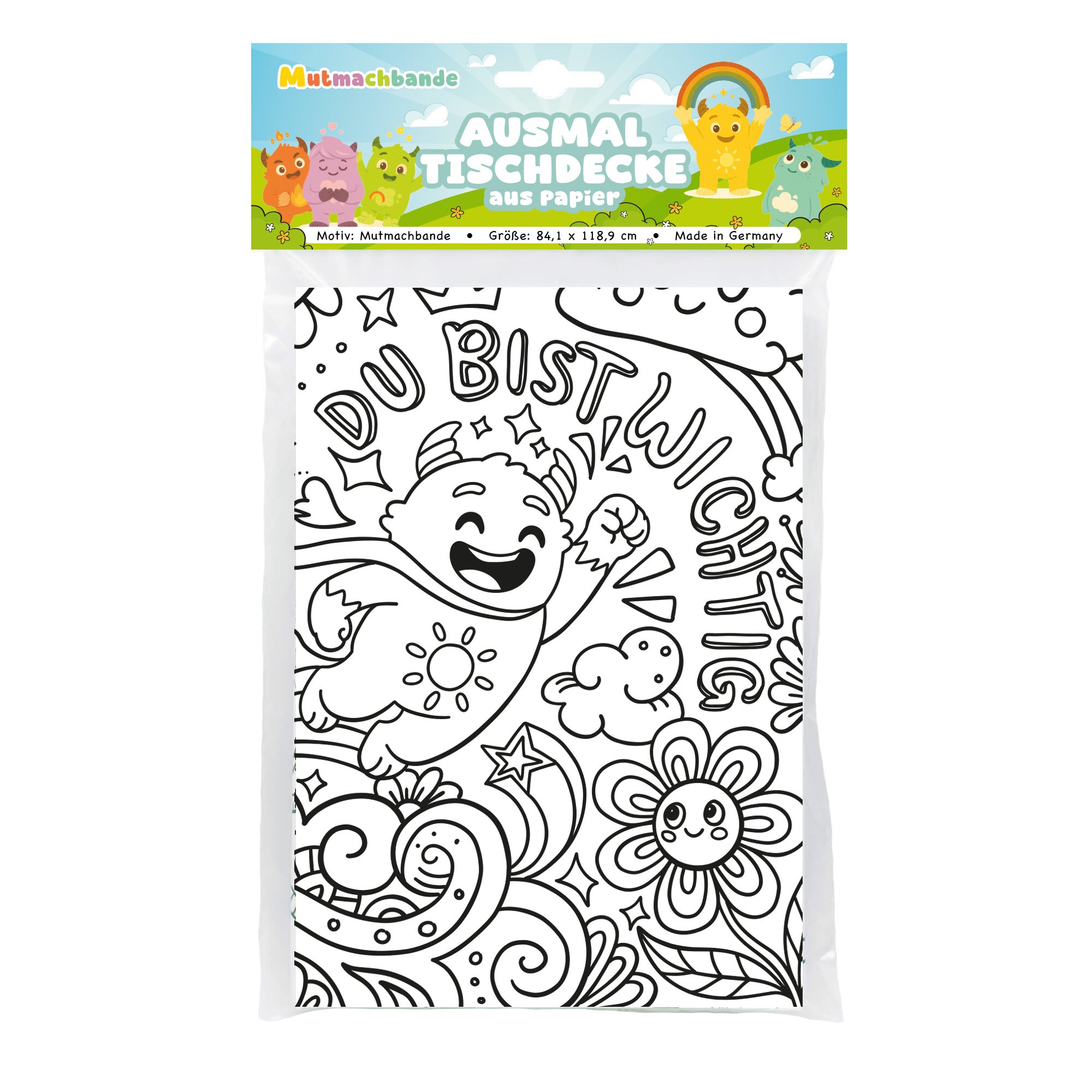 Mutmachbande Ausmal - Tischdecke aus Papier Jeka - malmichbuntbest.com