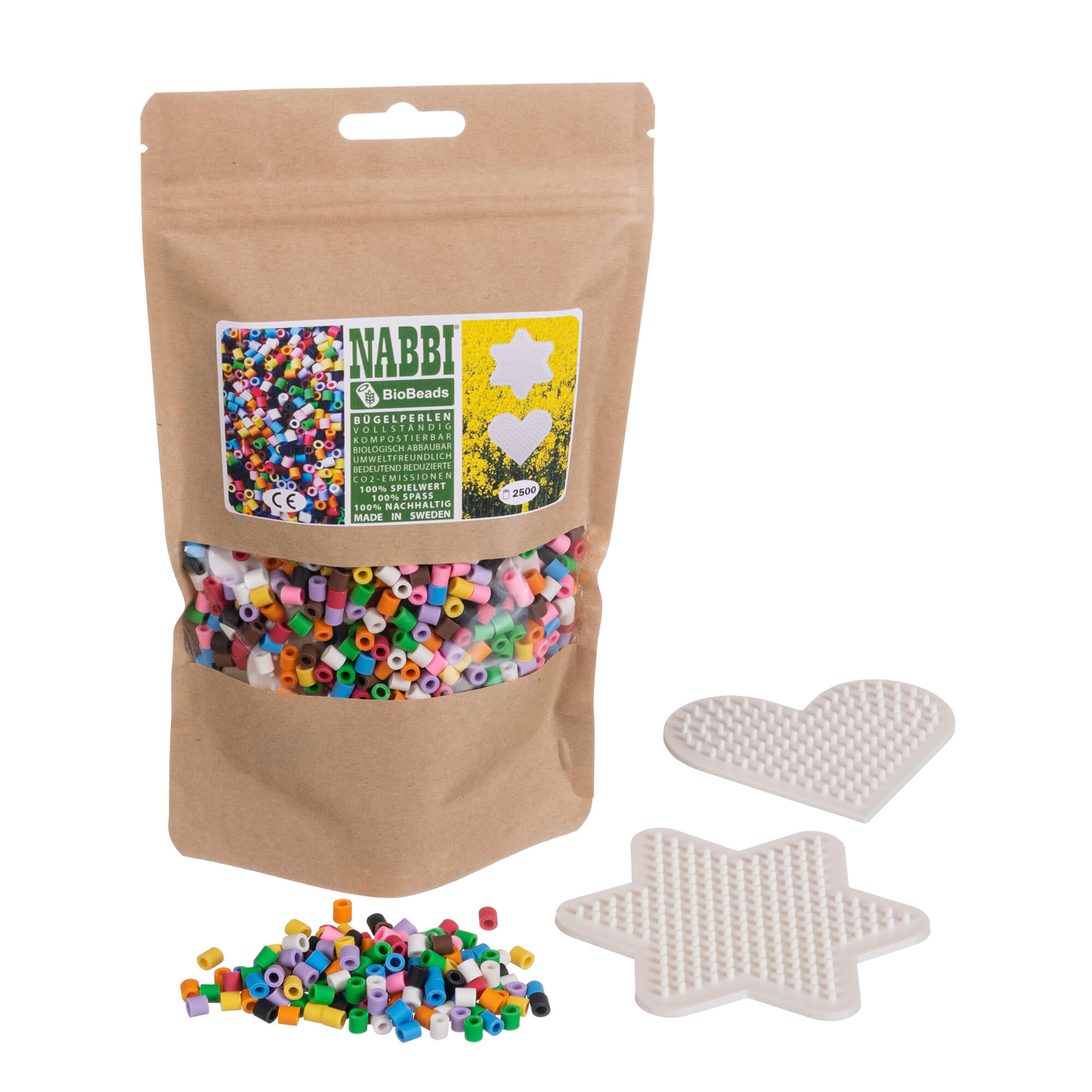 Nabbi Bio Bügelperlen Set 2500 Stück + 2 Platten Nabbi - malmichbuntbest.com