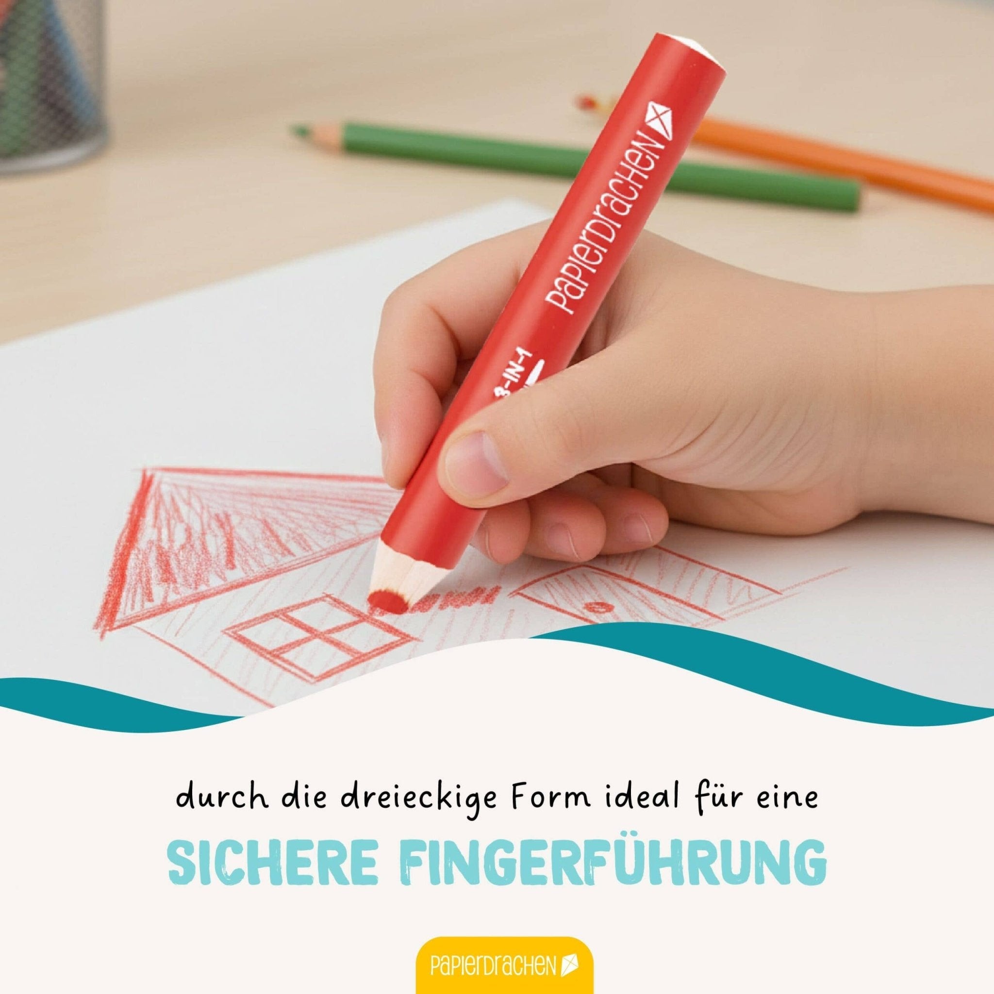 Papierdrachen 3in1 Buntstifte mit Anspitzer Papierdrachen - malmichbuntbest.com