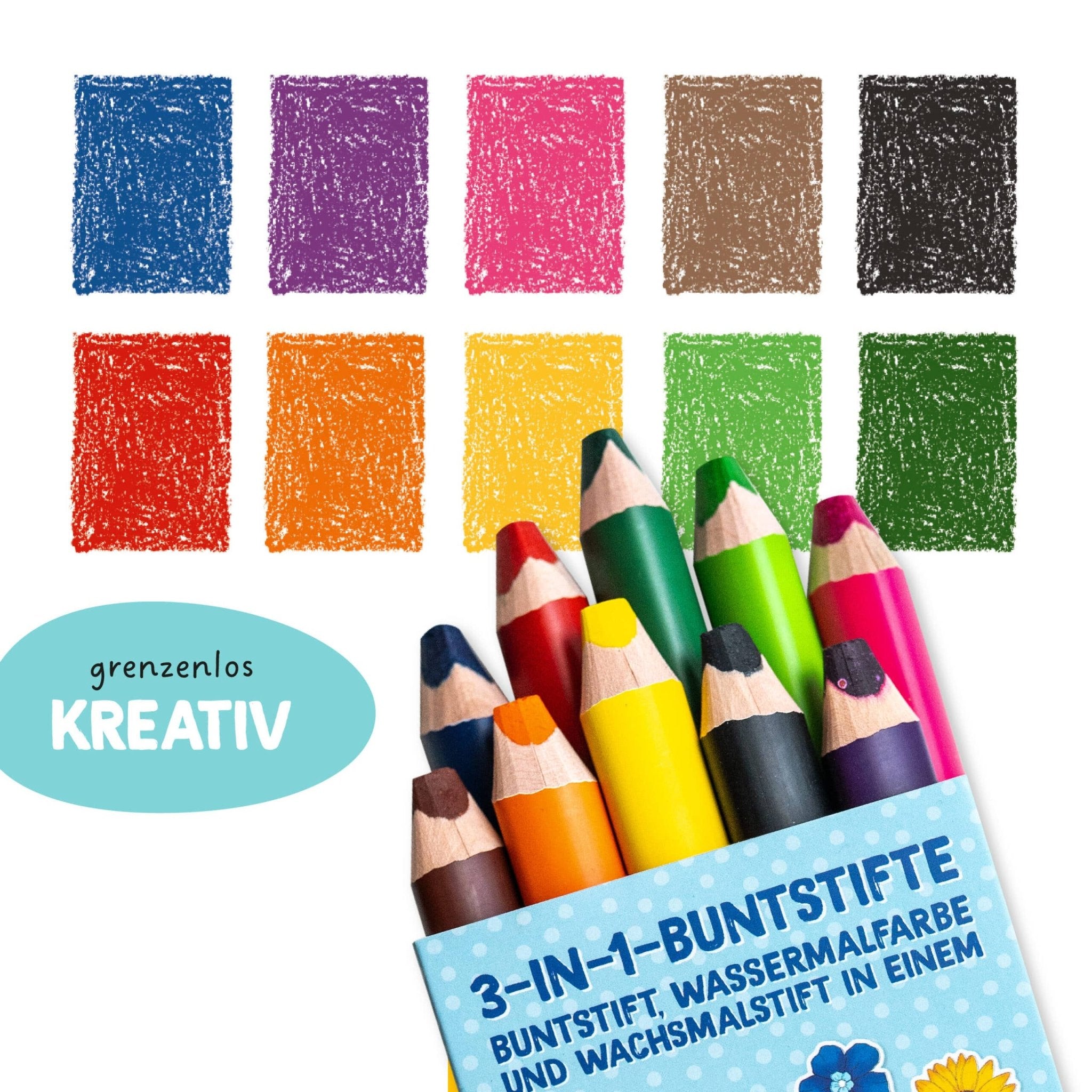 Papierdrachen 3in1 Buntstifte mit Anspitzer Papierdrachen - malmichbuntbest.com