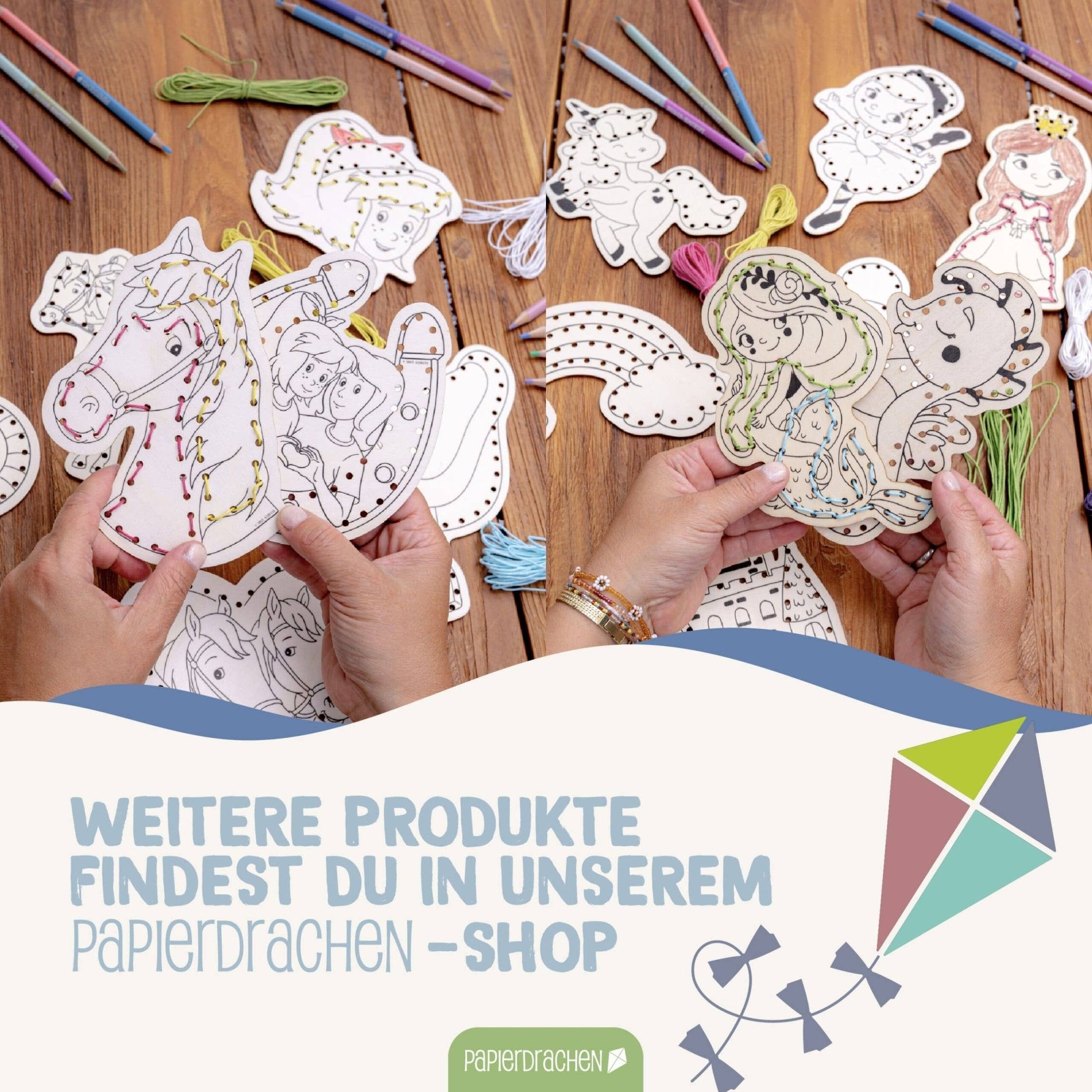 Papierdrachen DIY Fädelset aus Holz - Berufe & Abenteuer Papierdrachen - malmichbuntbest.com