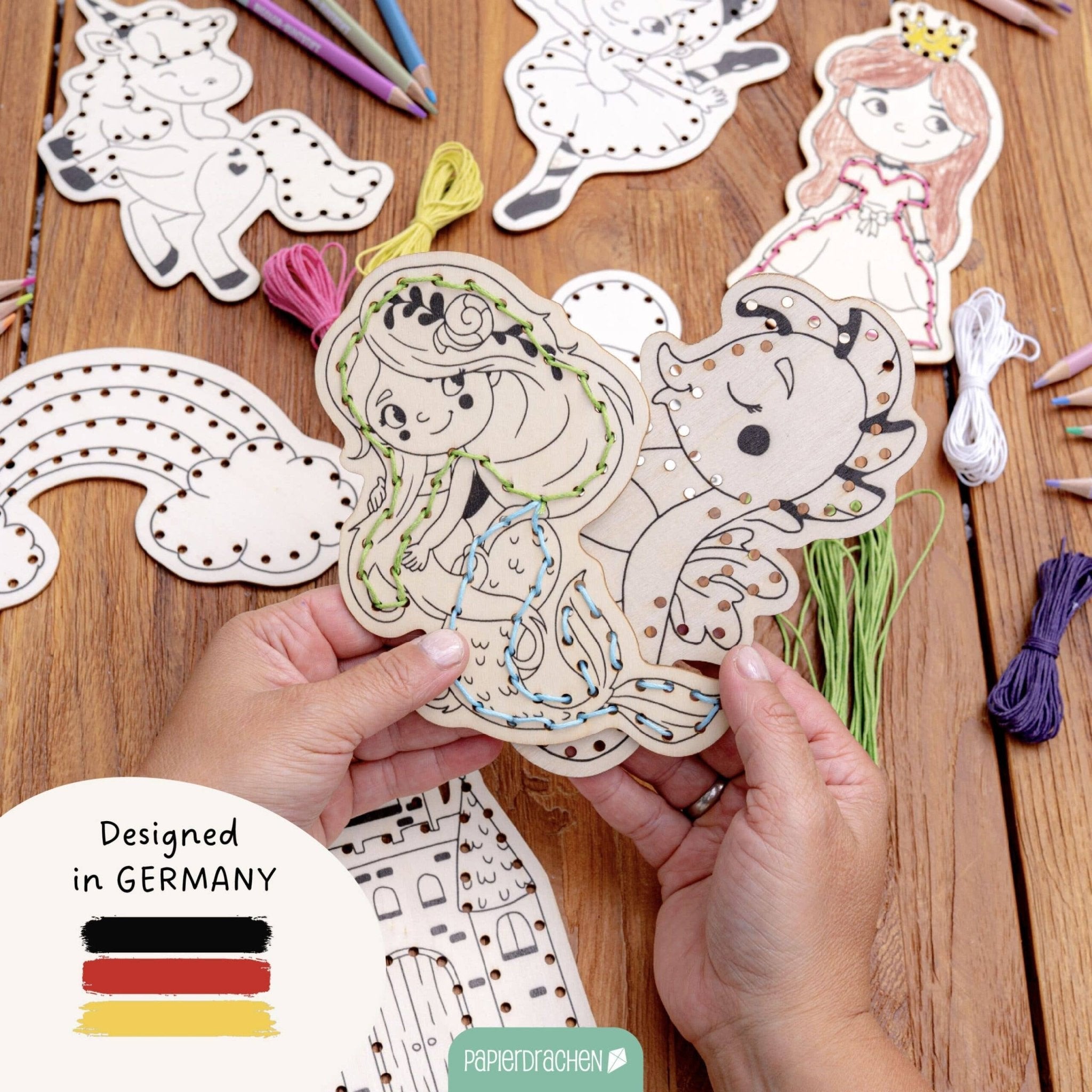Papierdrachen DIY Fädelset aus Holz - Märchen & Traumwelten Papierdrachen - malmichbuntbest.com