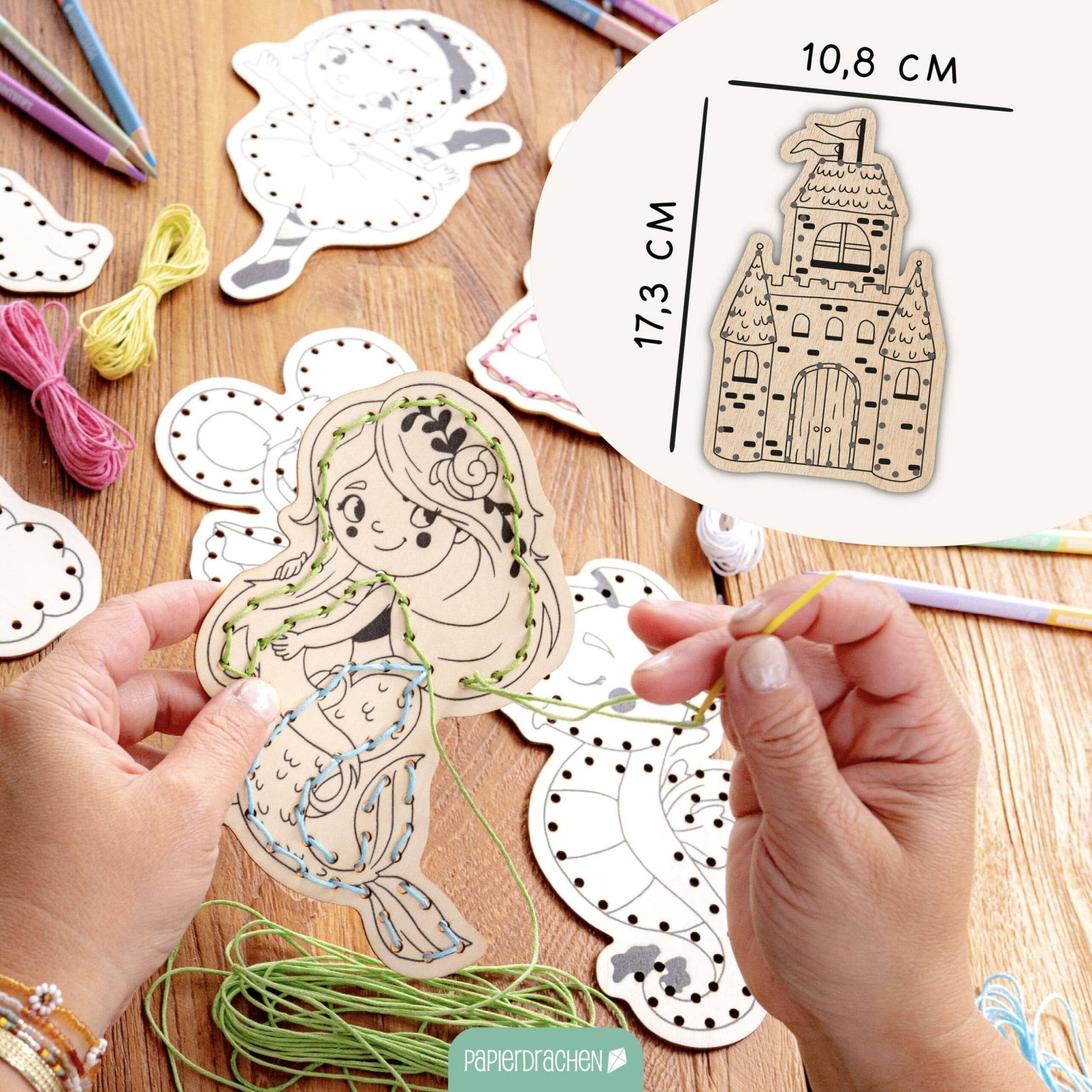 Papierdrachen DIY Fädelset aus Holz - Märchen & Traumwelten Papierdrachen - malmichbuntbest.com