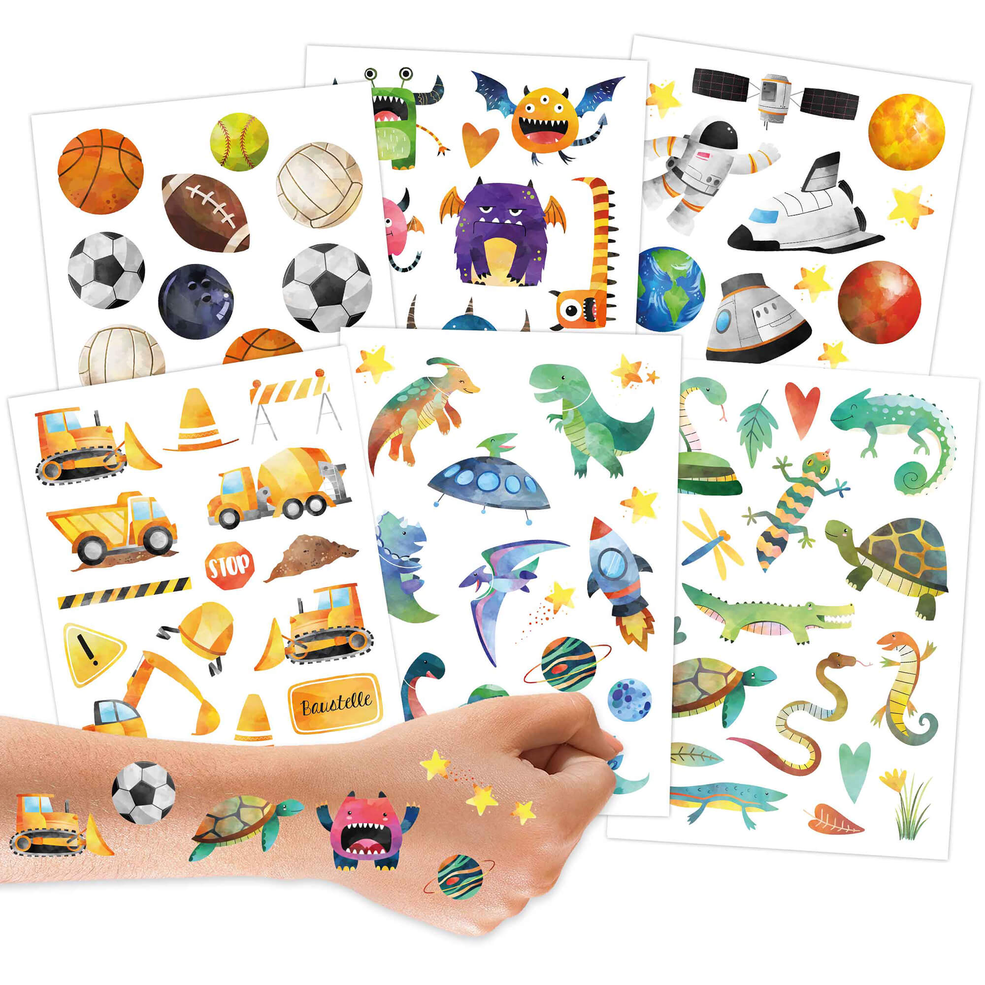 Papierdrachen Kindertattoo Metallic - Bagger und Dino Papierdrachen - malmichbuntbest.com