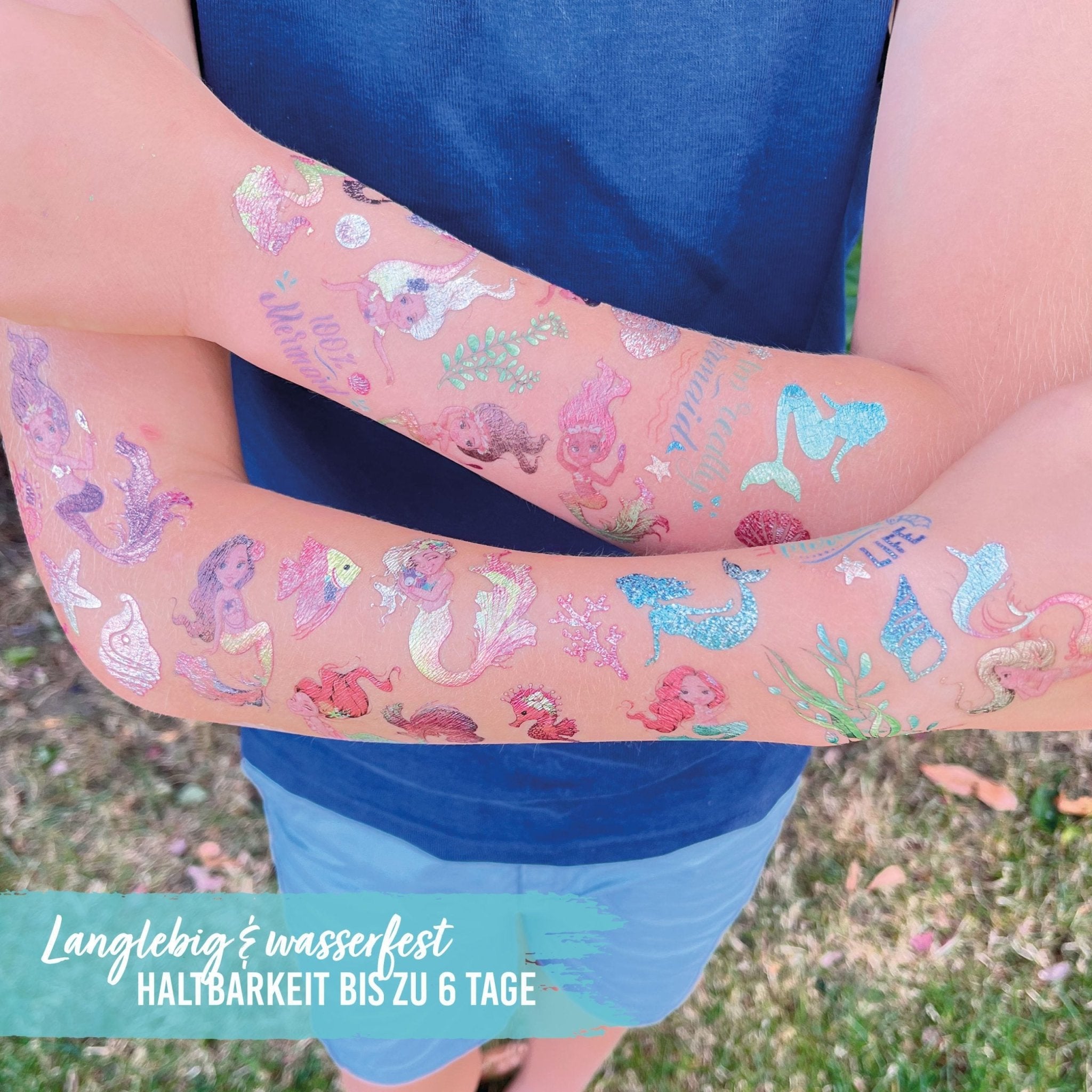 Papierdrachen Kindertattoo Metallic - Meerjungfrauen Papierdrachen - malmichbuntbest.com