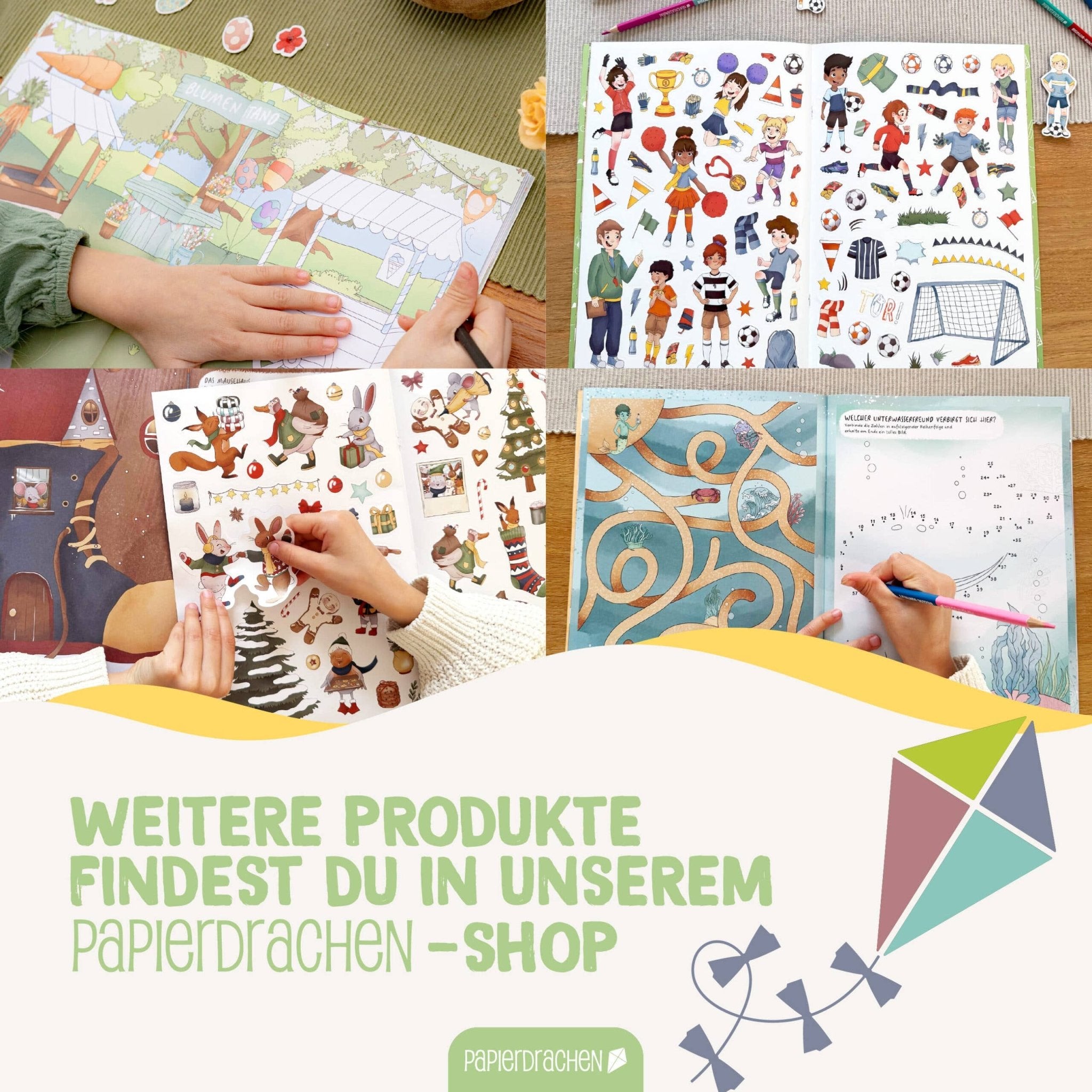 Papierdrachen Mein kreatives Fußballwelt Heft - Malen, Rätseln, Stickern Papierdrachen - malmichbuntbest.com