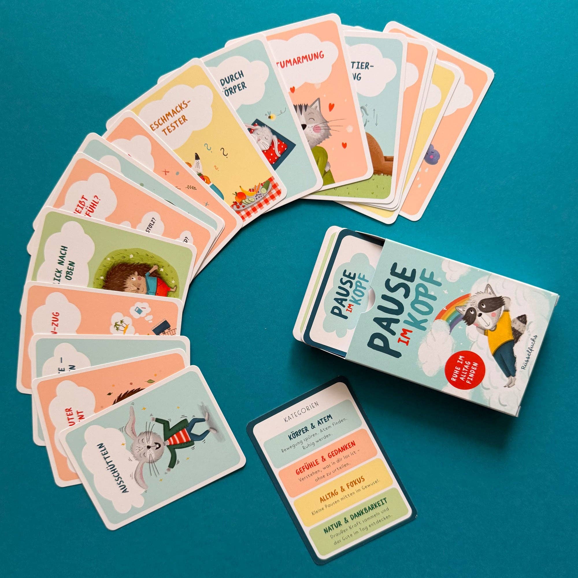 Pause im Kopf – Achtsamkeitskarten für Kinder Rüsselfuchs - malmichbuntbest.com