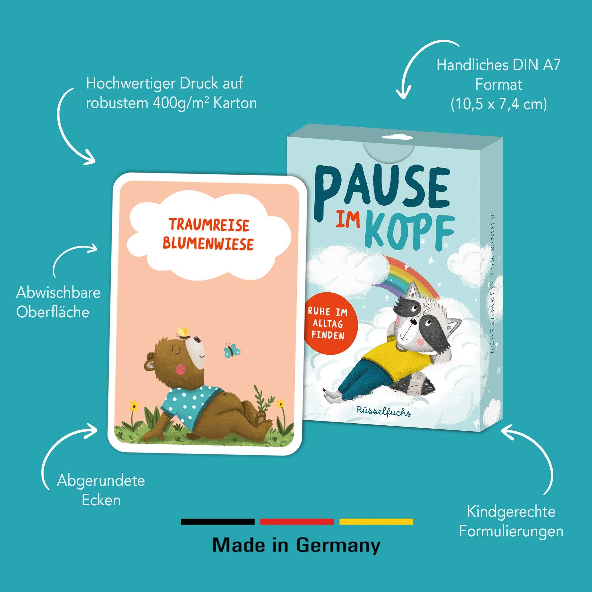 Pause im Kopf – Achtsamkeitskarten für Kinder Rüsselfuchs - malmichbuntbest.com