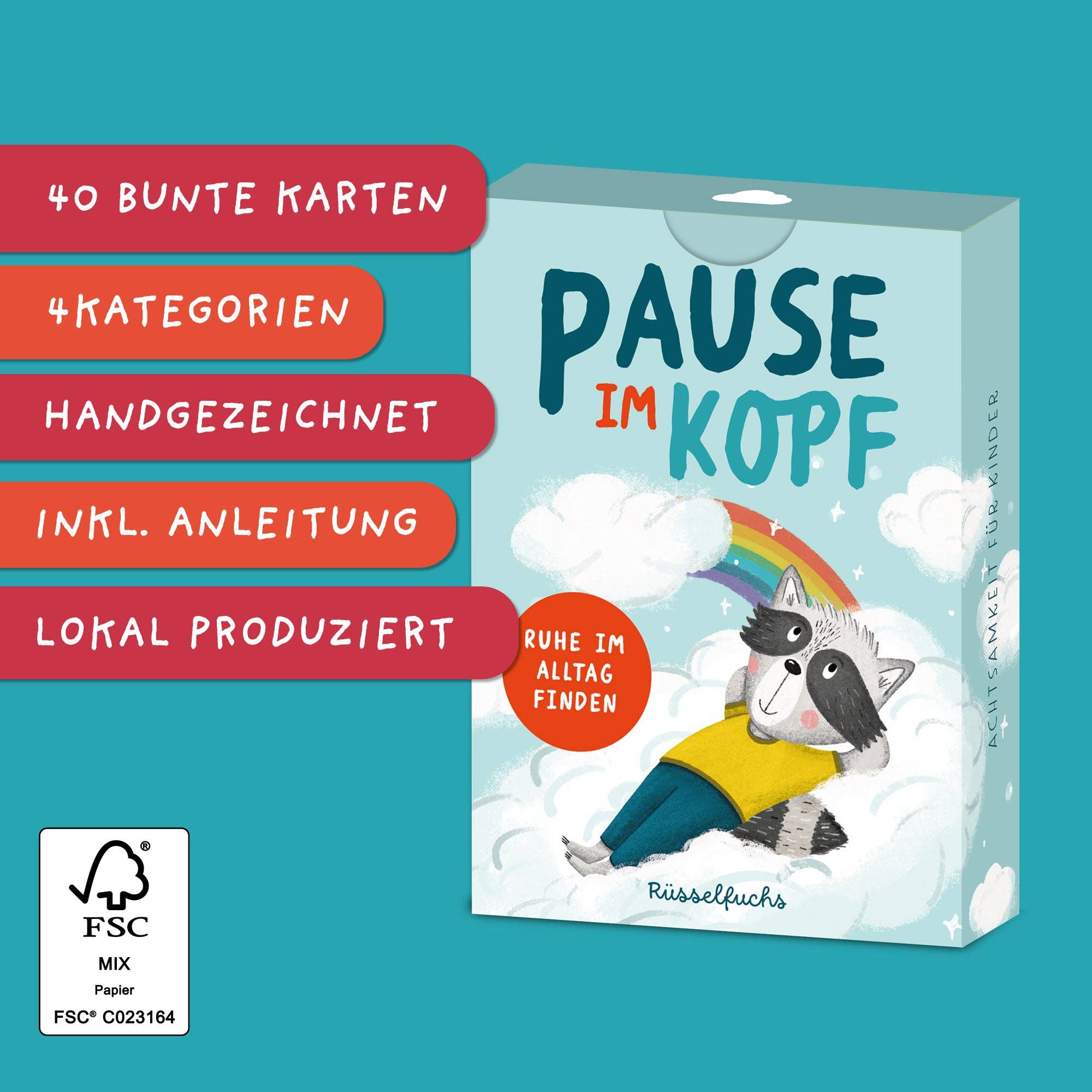 Pause im Kopf – Achtsamkeitskarten für Kinder Rüsselfuchs - malmichbuntbest.com