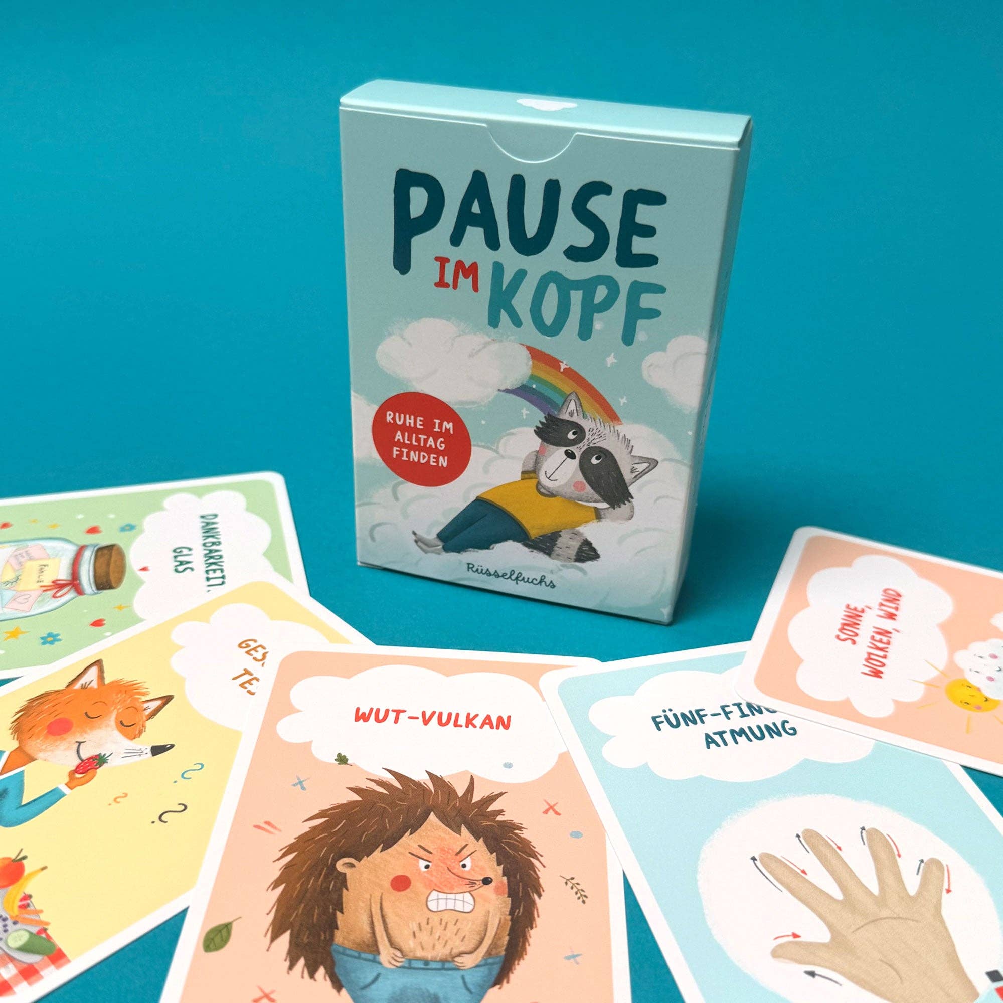 Pause im Kopf – Achtsamkeitskarten für Kinder Rüsselfuchs - malmichbuntbest.com