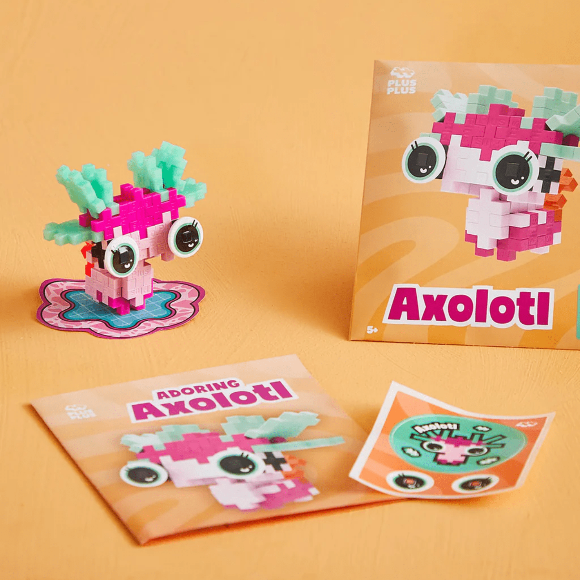 Plus - Plus Kreativ Bausteine Haustiere - Axolotl (rosa) Plus Plus - malmichbuntbest.com