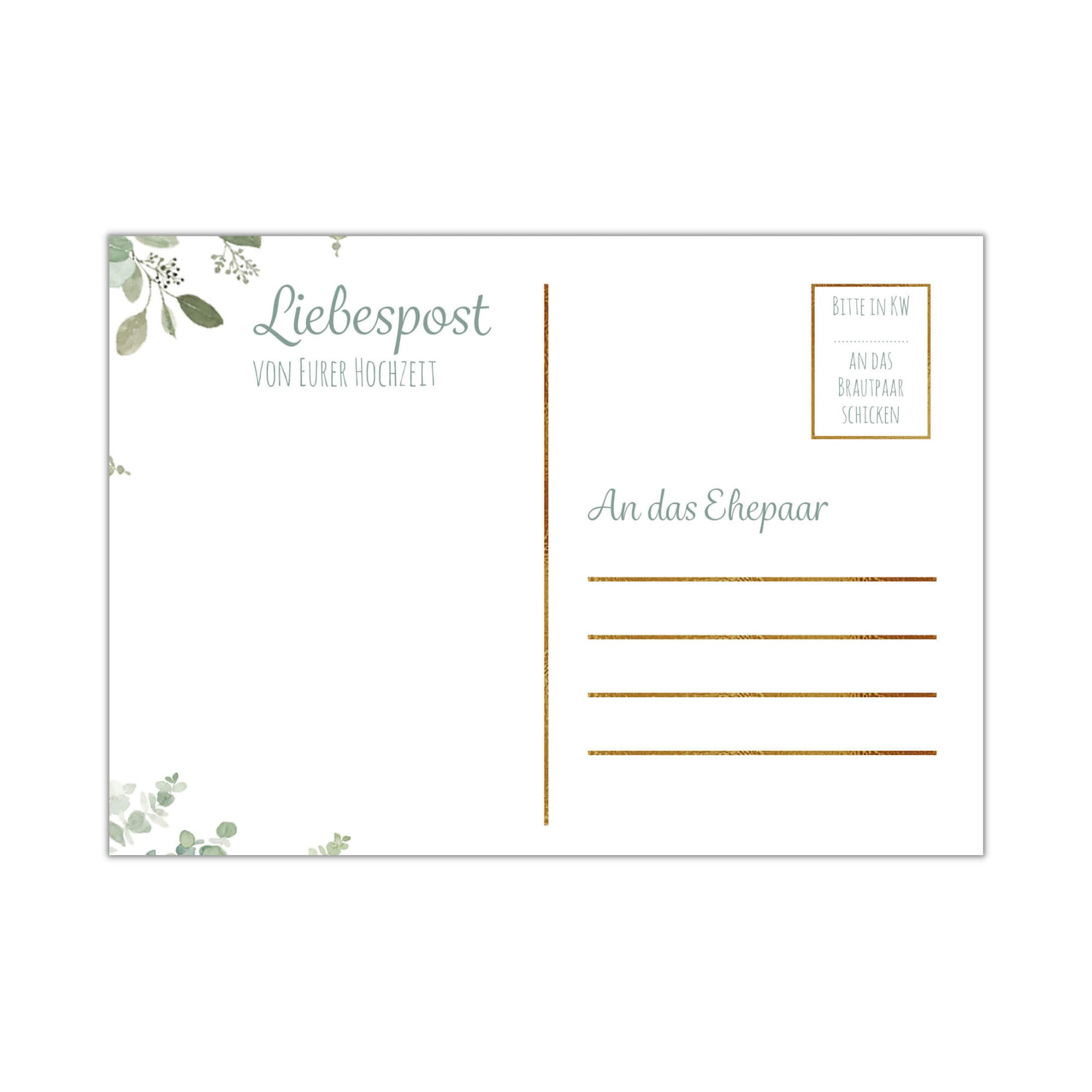 Postkartenspiel Hochzeit Grün/Gold Jeka - malmichbuntbest.com