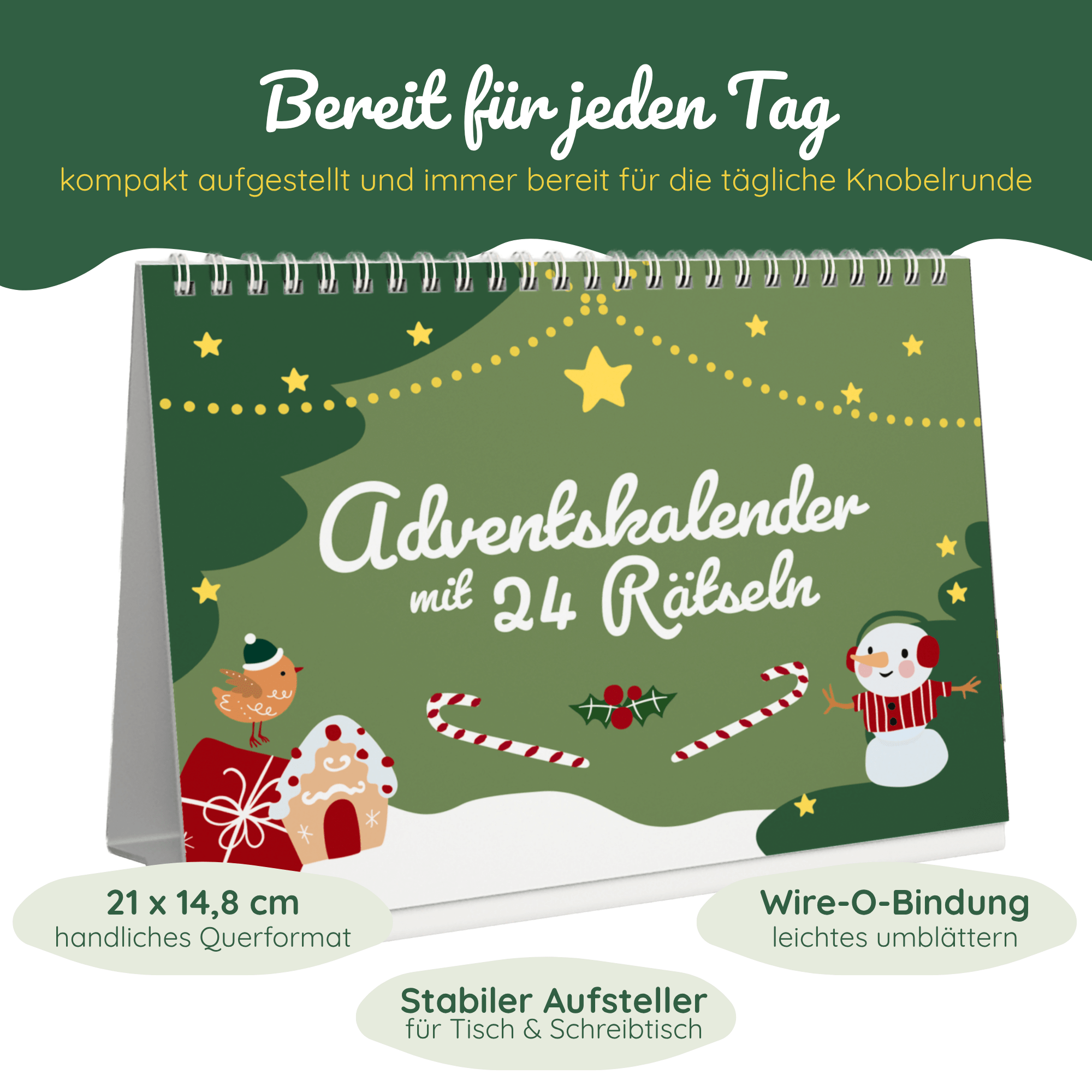 Rätsel-Adventskalender mit 24 kniffligen Rätseln für die ganze Familie Jeka - malmichbuntbest.com