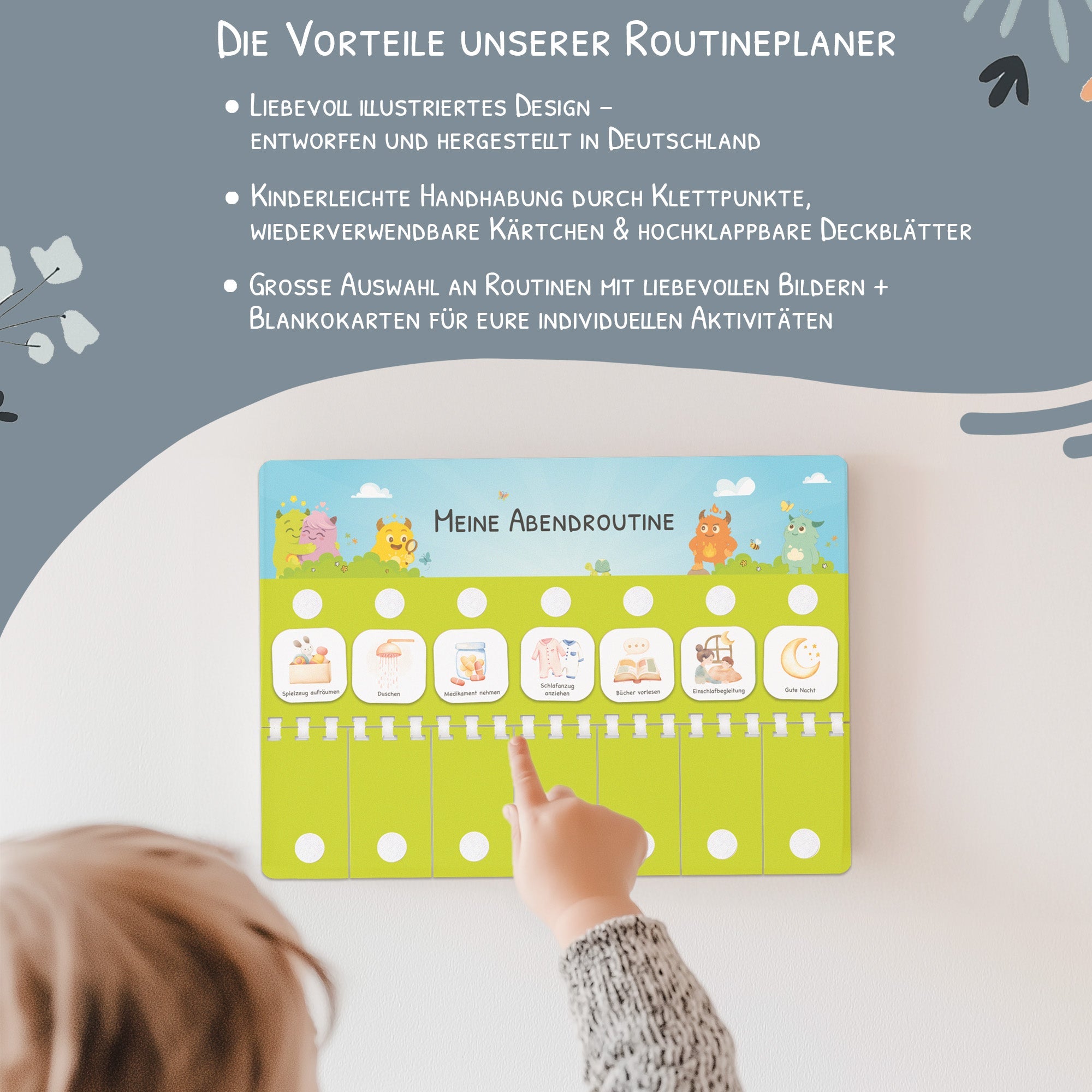 Routineplaner (Morgen & Abend) inkl. 105 Routinekärtchen - Mutmachbande Jeka - malmichbuntbest.com