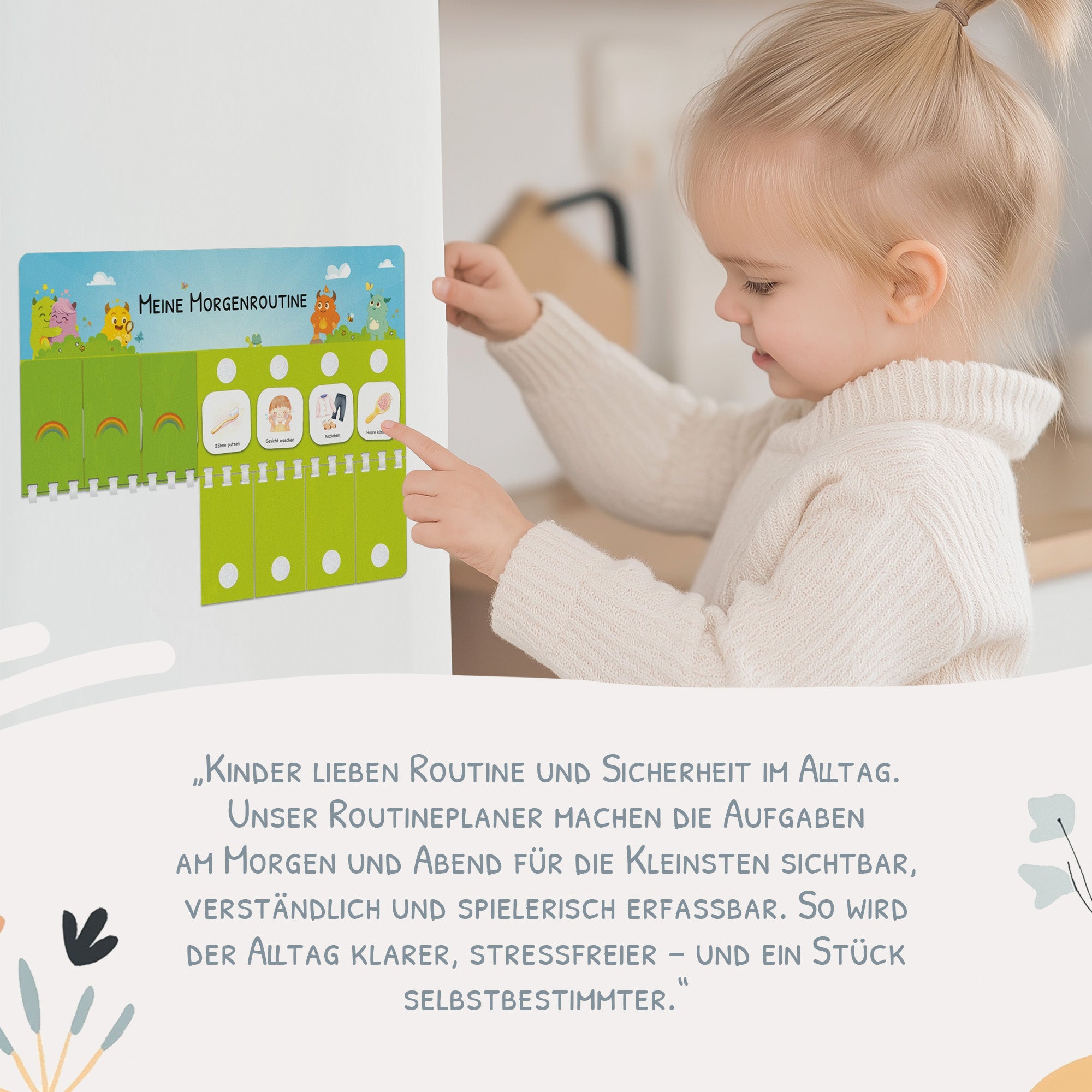 Routineplaner (Morgen & Abend) inkl. 105 Routinekärtchen - Mutmachbande Jeka - malmichbuntbest.com