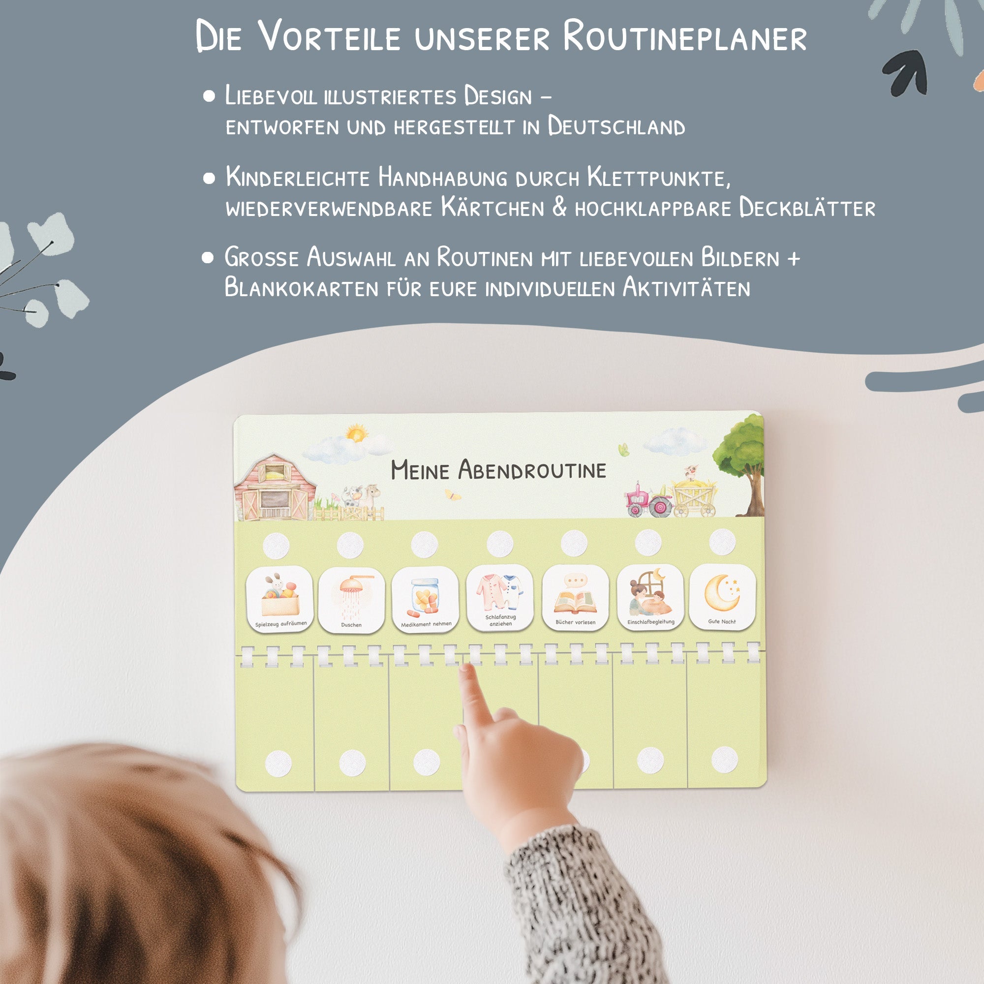 Routineplaner (Morgen & Abend) inkl. 105 Routinekärtchen - Bauernhof Jeka - malmichbuntbest.com