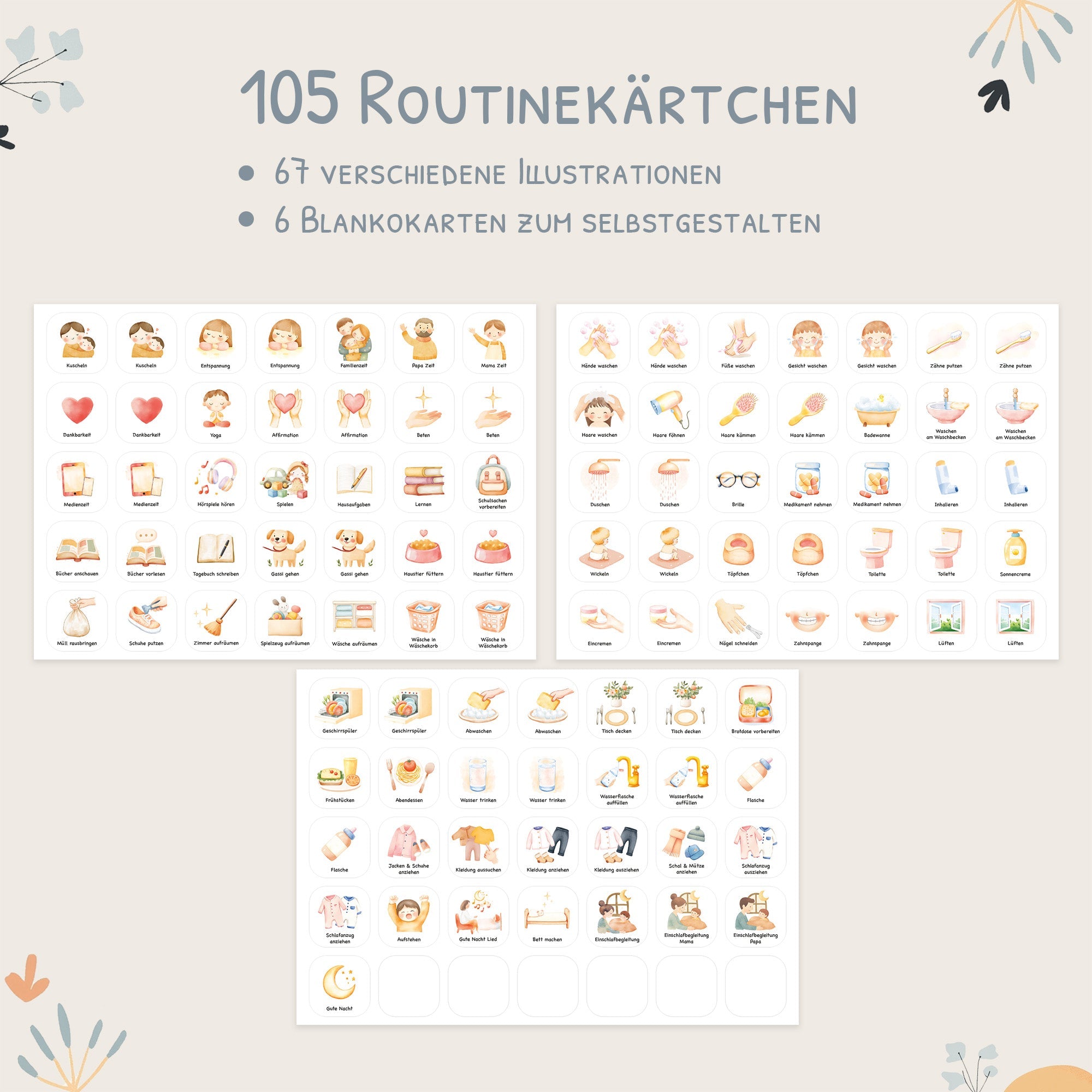 Routineplaner (Morgen & Abend) inkl. 105 Routinekärtchen - Meerjungfrau Jeka - malmichbuntbest.com