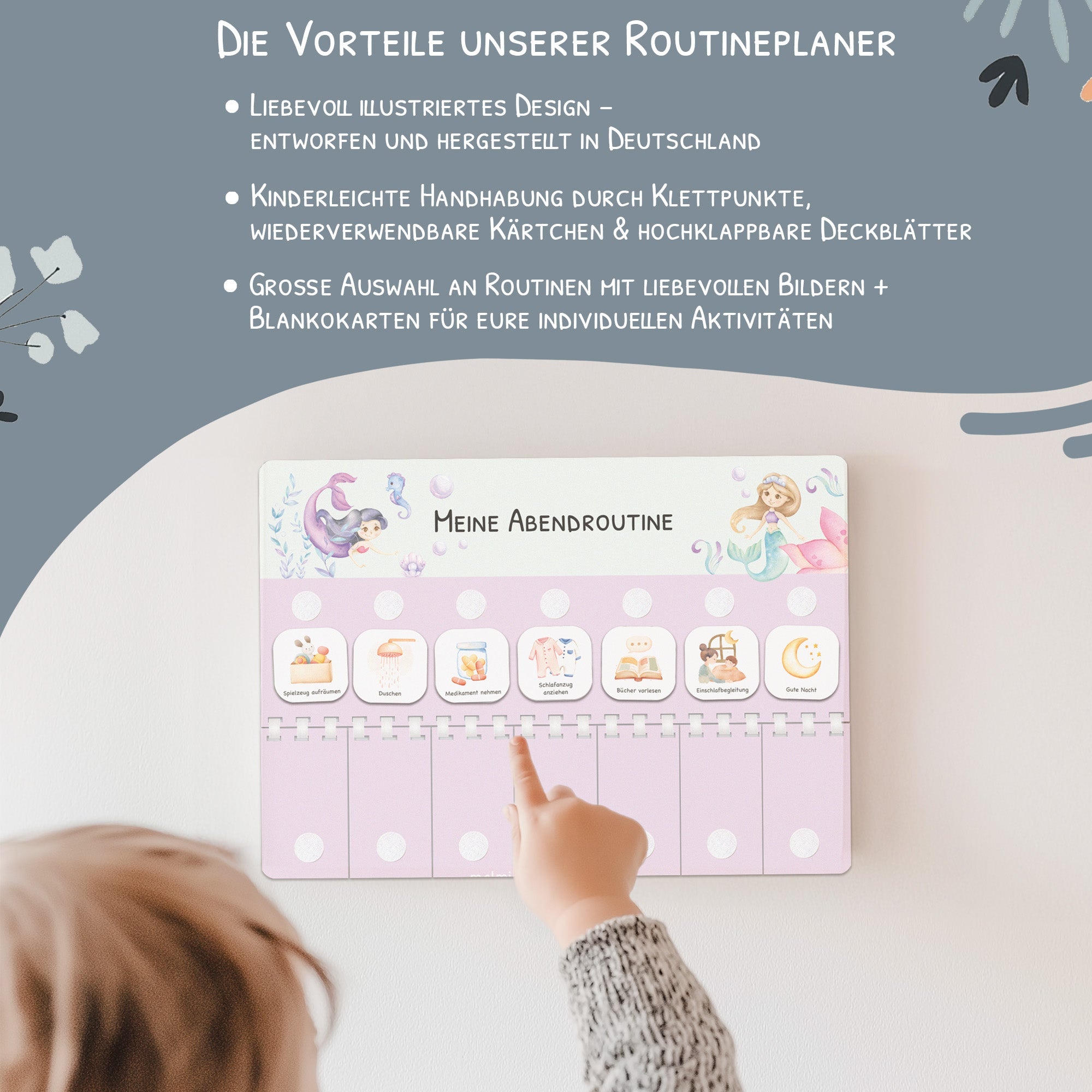 Routineplaner (Morgen & Abend) inkl. 105 Routinekärtchen - Meerjungfrau Jeka - malmichbuntbest.com