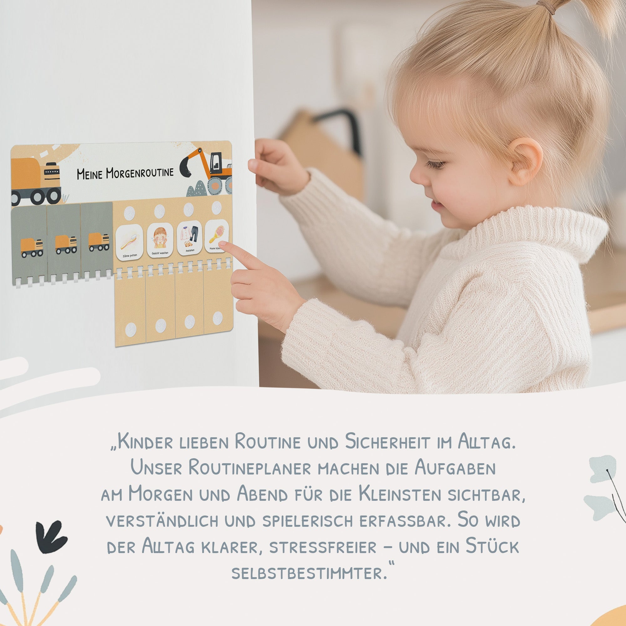 Routineplaner (Morgen & Abendroutine) Kinder inkl. 350 Routinekärtchen - Bagger Jeka - malmichbuntbest.com