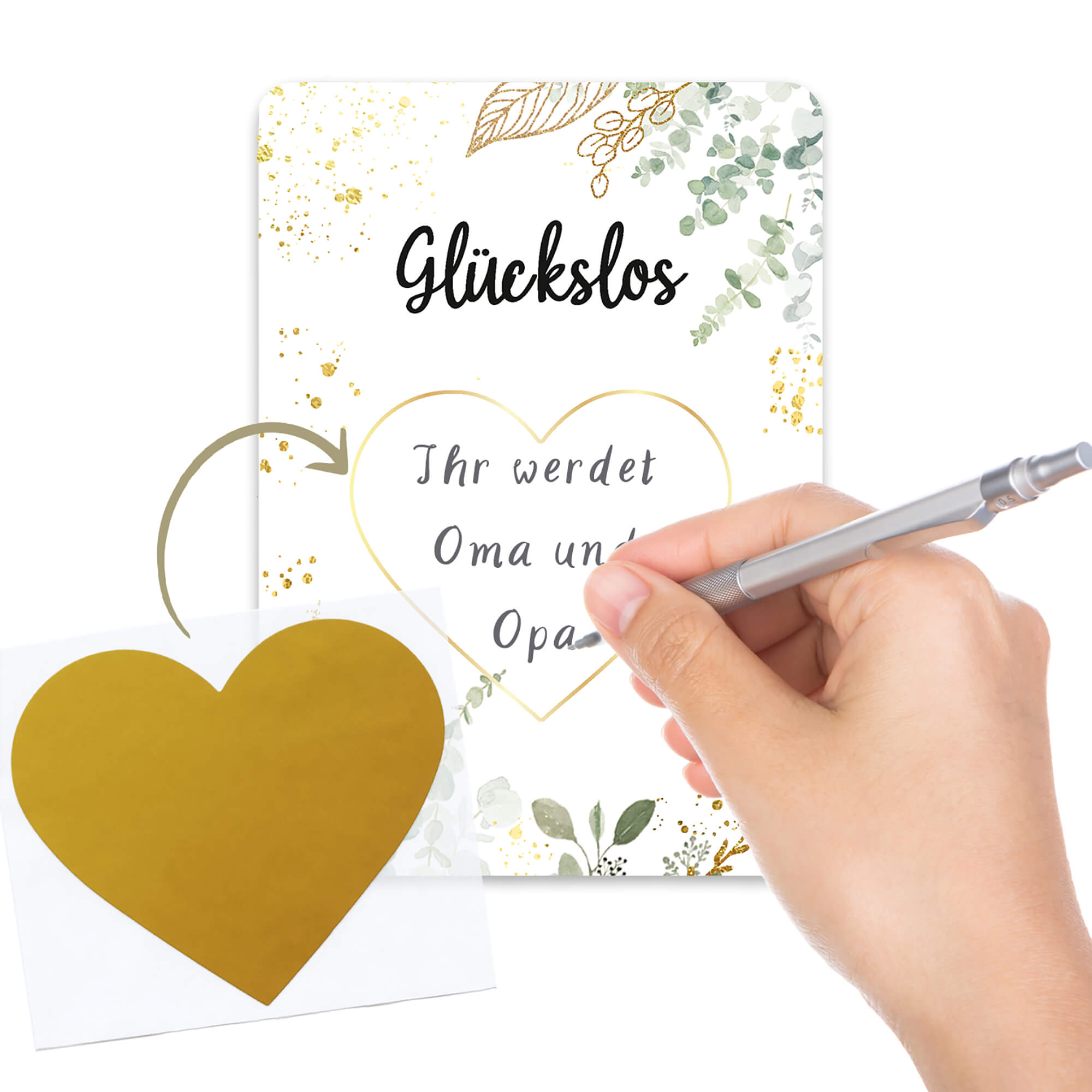 Rubbelkarten "Glückslos" - Euka (5er Set mit Umschlägen) Jeka - malmichbuntbest.com