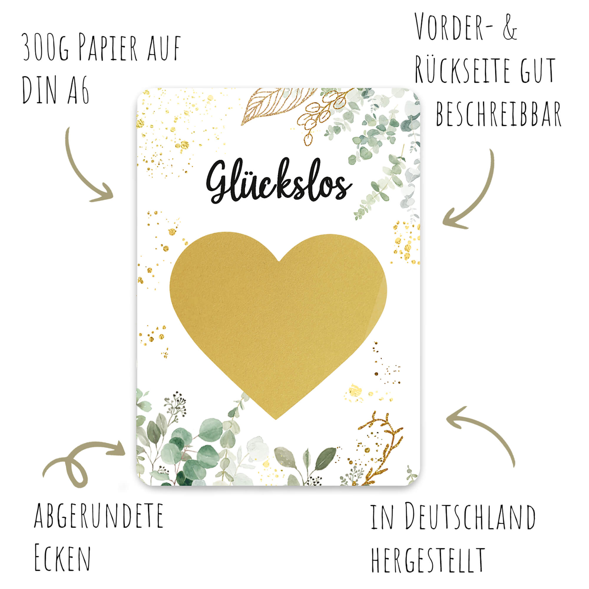 Rubbelkarten "Glückslos" - Euka (5er Set mit Umschlägen) Jeka - malmichbuntbest.com