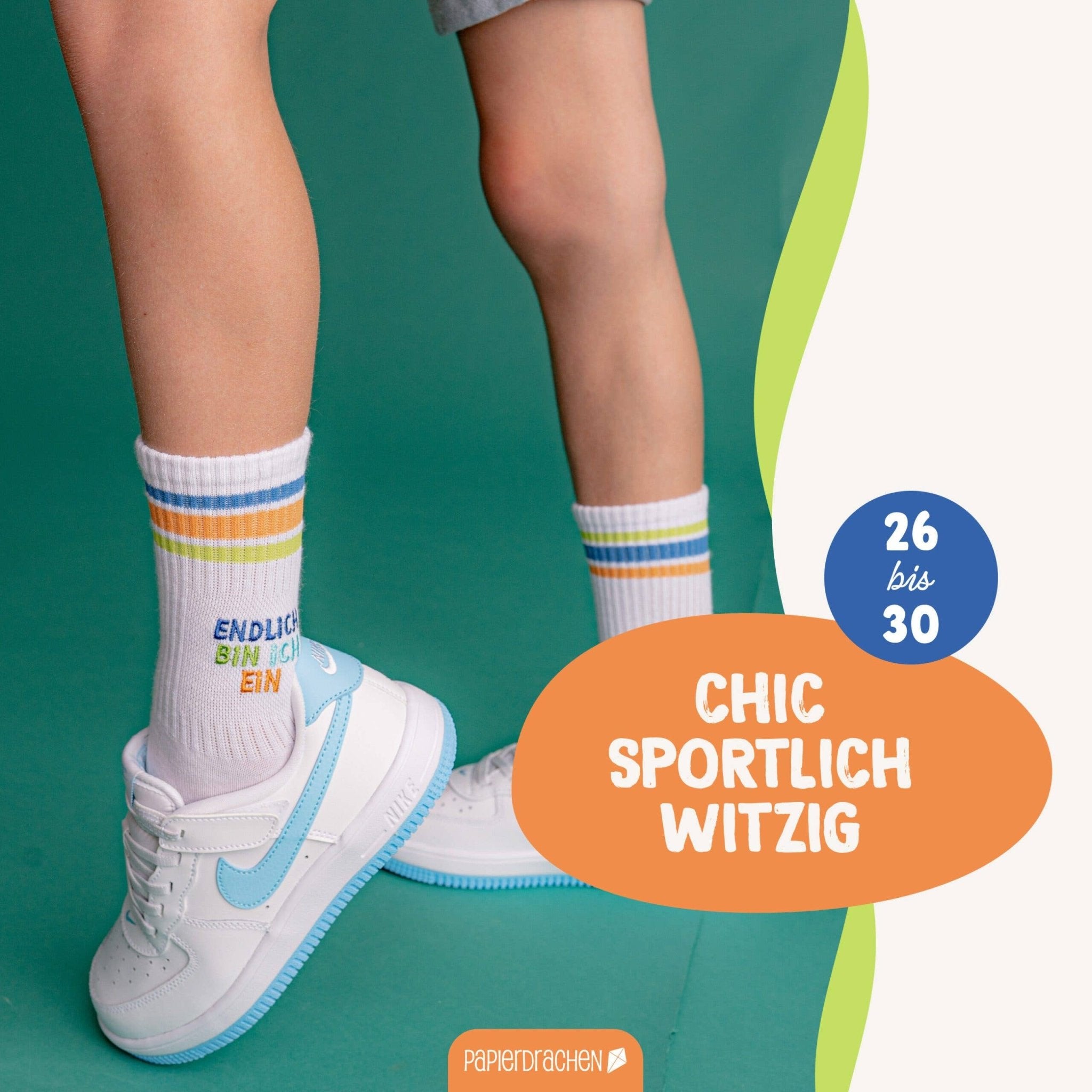 Schulanfang Socken - blau - Endlich bin ich ein Schulkind Papierdrachen - malmichbuntbest.com