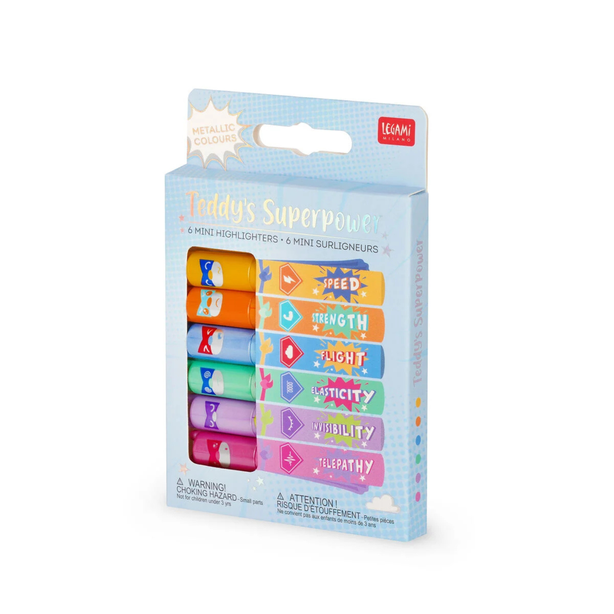 Set mit 6 Mini - Textmarkern - Teddy‘s Superpower Legami - malmichbuntbest.com