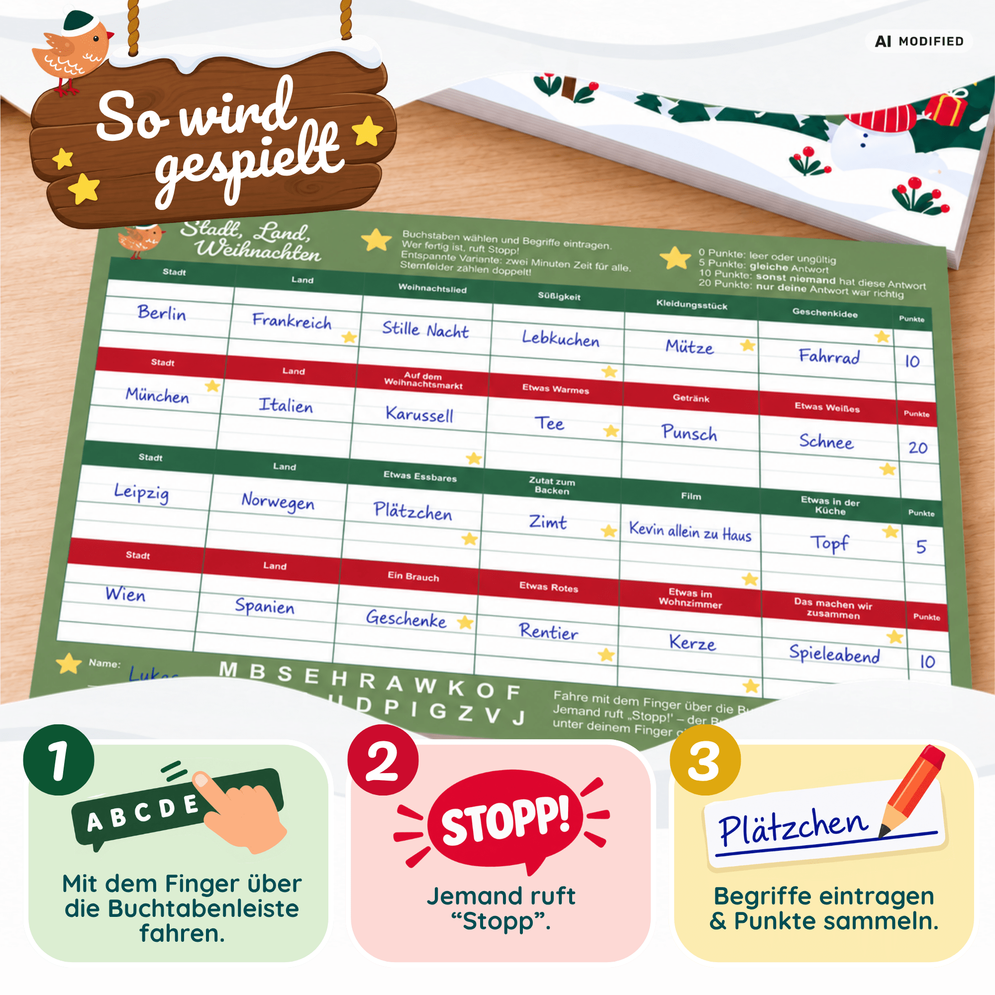 Stadt, Land, Weihnachten – Weihnachtliches Stadt-Land-Fluss Spiel für die ganze Familie | A4 Spielblock Jeka - malmichbuntbest.com
